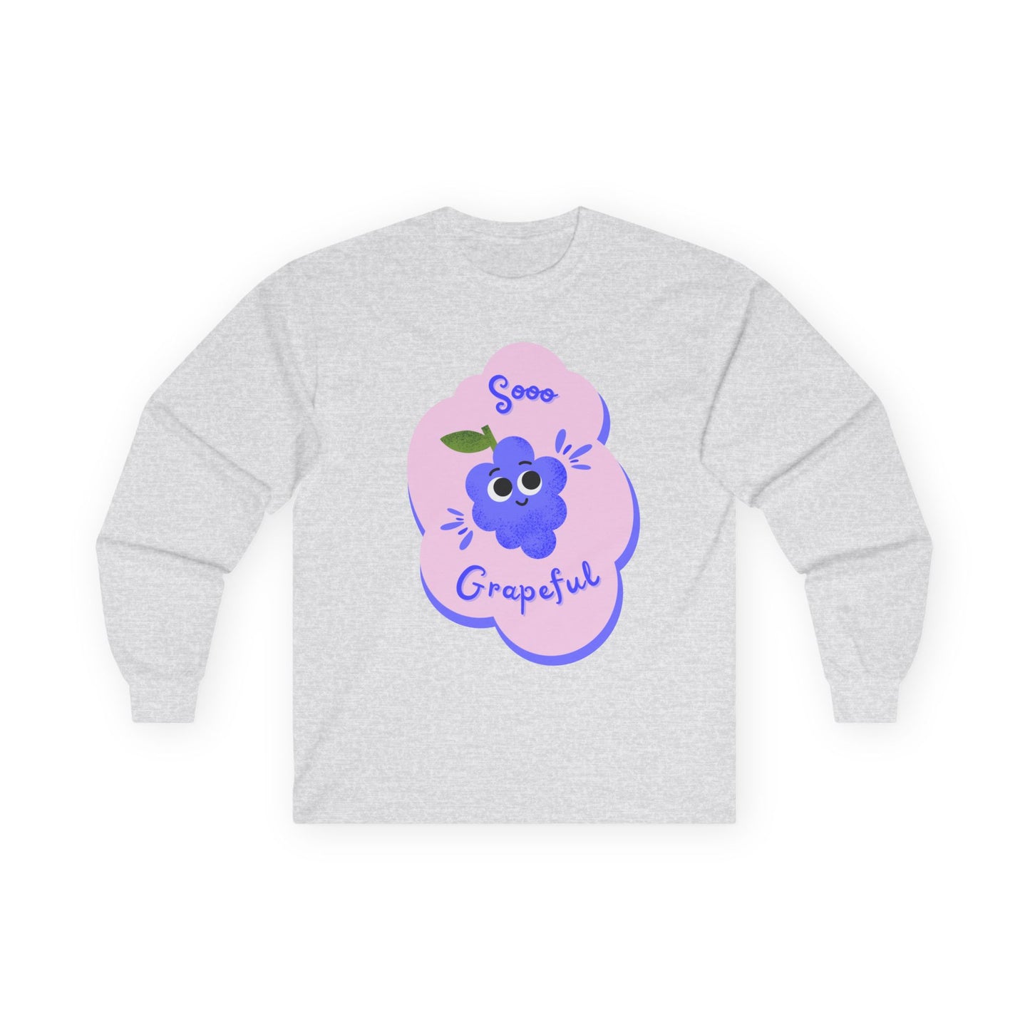Sooo Grapeful Long Sleeve Tees, Funny Casual Shirt, Gift for Fruit Lovers, Fall Fashion, Thanksgiving Apparel, Everyday Comfort