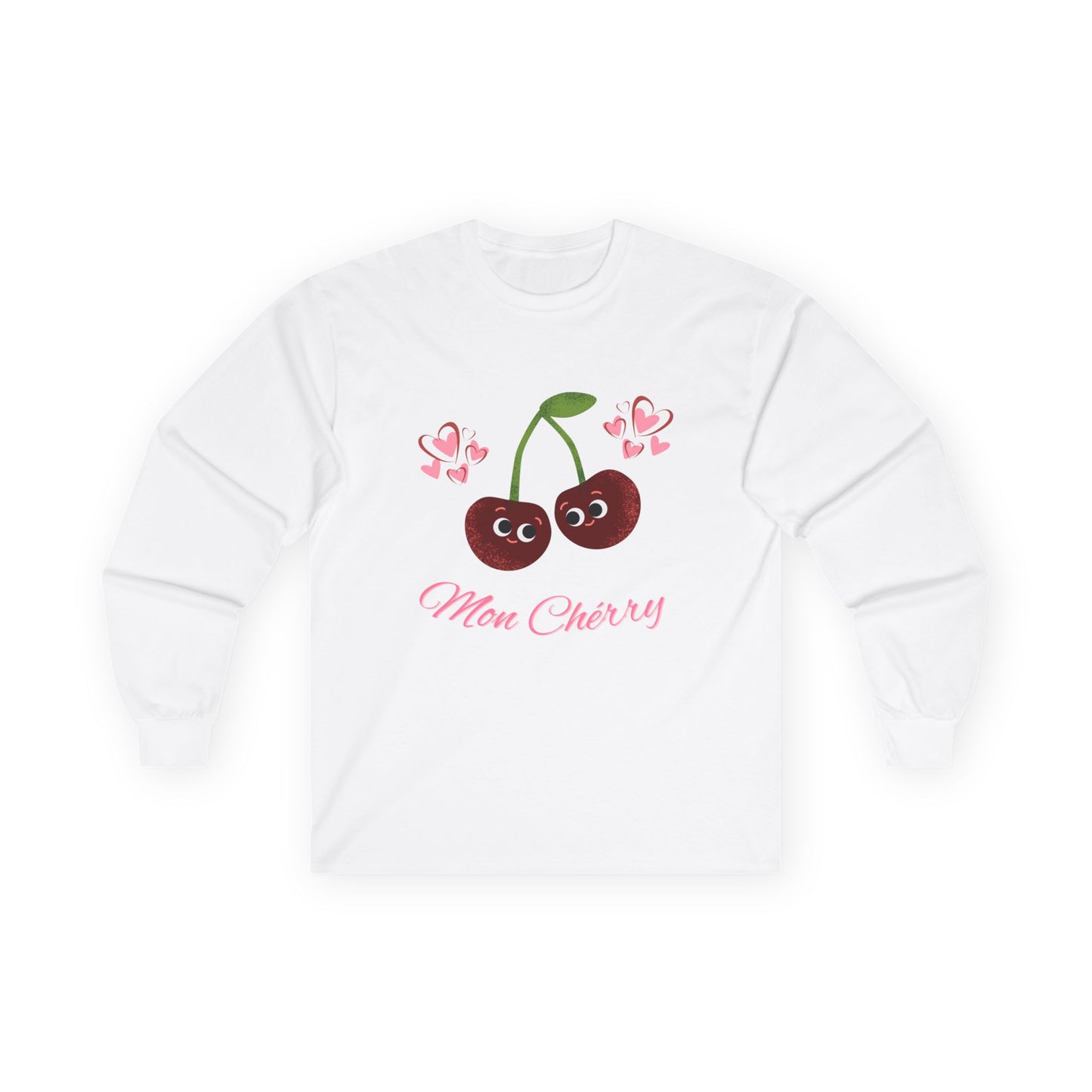Cute Cherry Long Sleeve Tees, Playful Fruit Shirt, Valentine's Gift, Unisex Casual Wear, Fashionable Everyday Top