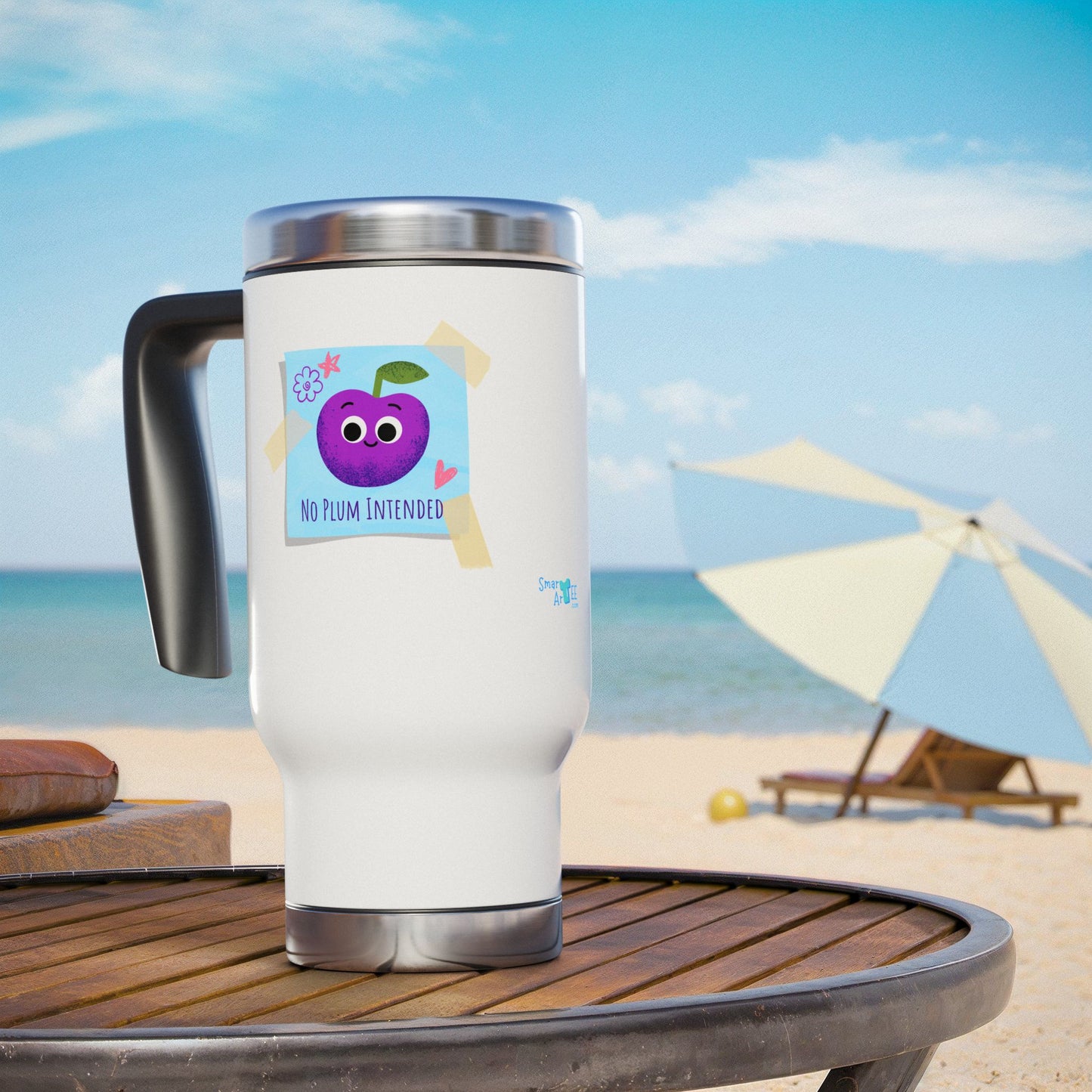 Cute No Plum Intended Stainless Steel Travel Mug, Funny Mug for Coffee Lovers, Gifts for Friends, Travel, Cafe, Outdoor Adventures