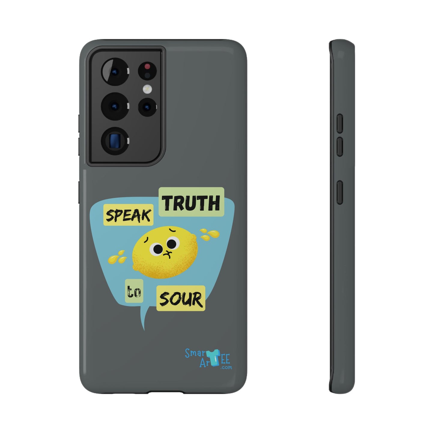 Whimsical Phone Case: Speak Truth to Sour, Cute Lemon Design, Impact-Resistant, Unique Gift for Teens, Phone Accessory, Fun Tech Decor