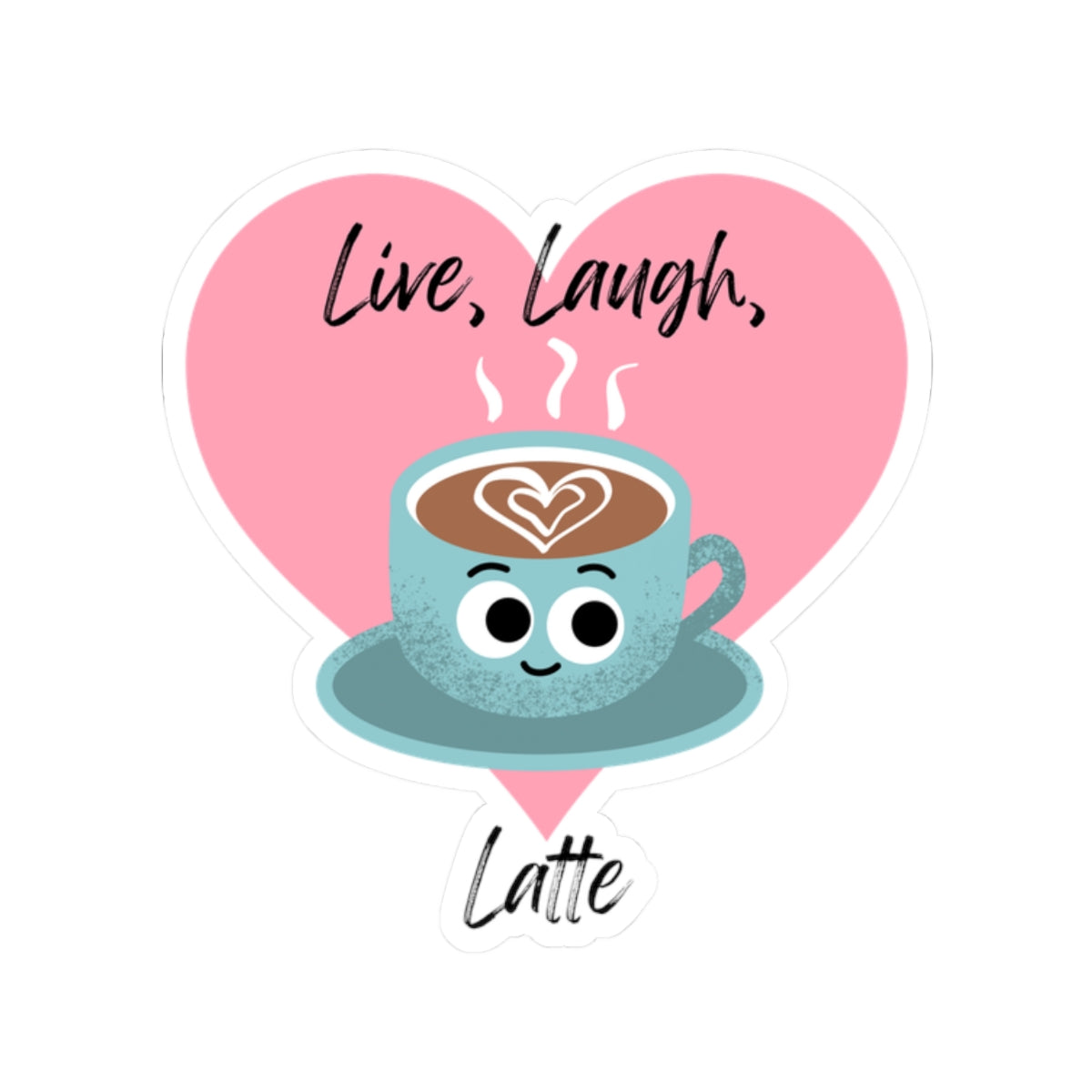 Cute Coffee Stickers, Live Laugh Latte, Fun Laptop Decor, Gift for Coffee Lovers, Aesthetic Wall Stickers