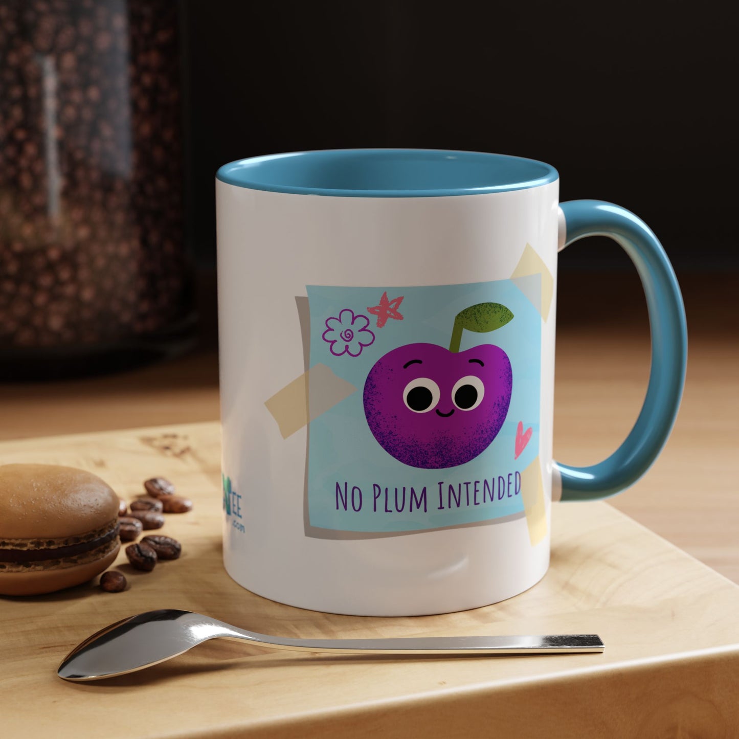 Playful Plum Coffee Mug, Cute Gift for Teachers, Friends, Humor Mug, Fun Kitchen Decor, Unique Cup for Any Occasion