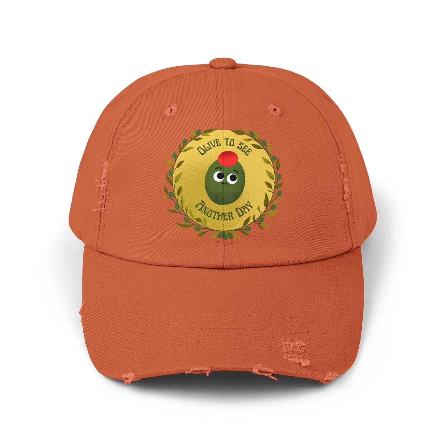 Olive to See Another Day Distressed Cap, Unisex Funny Pun Hats, Vintage Hat, Gift for Friends, Casual Wear