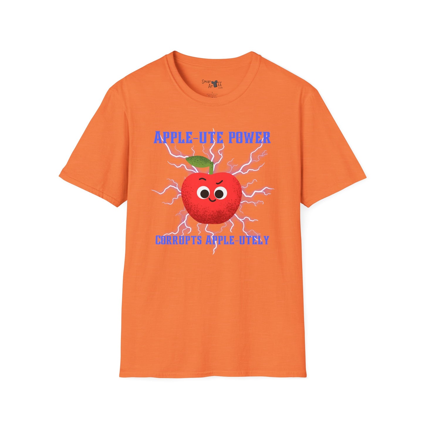 Cute Cartoon T-Shirt - 'Apple-Ute Power' Design, Fun Gift for Fruit Lovers, Casual Wear, Back to School, Gift for Teachers