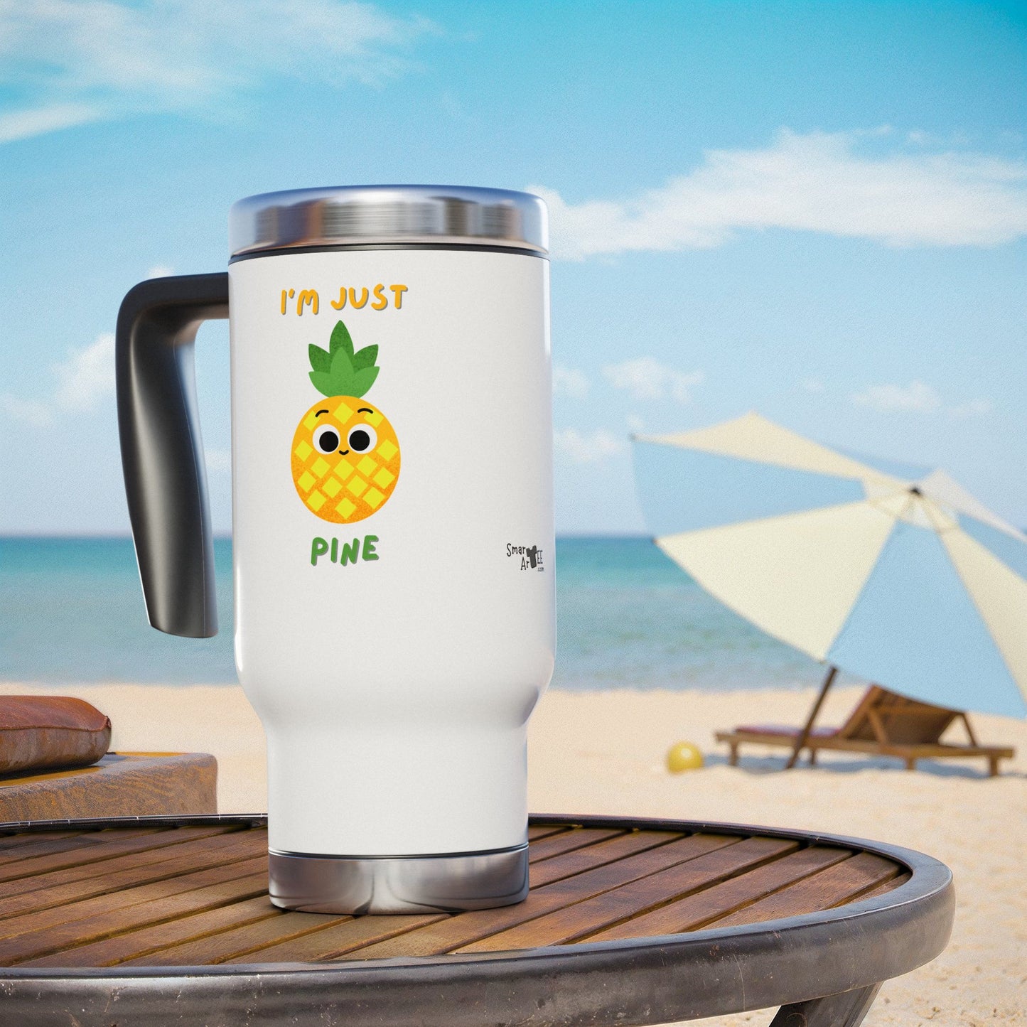 Pineapple Travel Mug, Funny Coffee Cup, Stainless Steel Mug, Tropical Cup Gift, Cute Pineapple Design for Summer