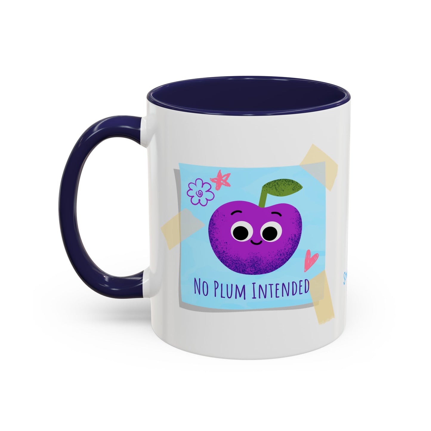Playful Plum Coffee Mug, Cute Gift for Teachers, Friends, Humor Mug, Fun Kitchen Decor, Unique Cup for Any Occasion