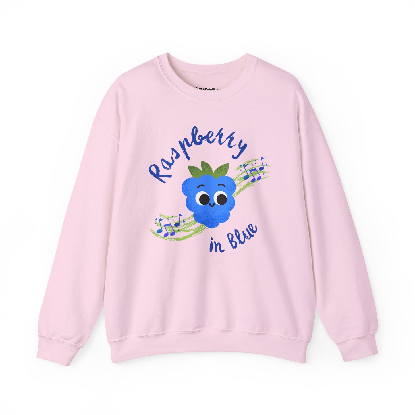 Raspberry in Blue Unisex Crewneck Sweatshirt, Funny Fruit Pun Cozy Sweatshirt, Graphic Sweatshirt, Gift for Music Lovers, Cute Casual Wear, Summer Vibes