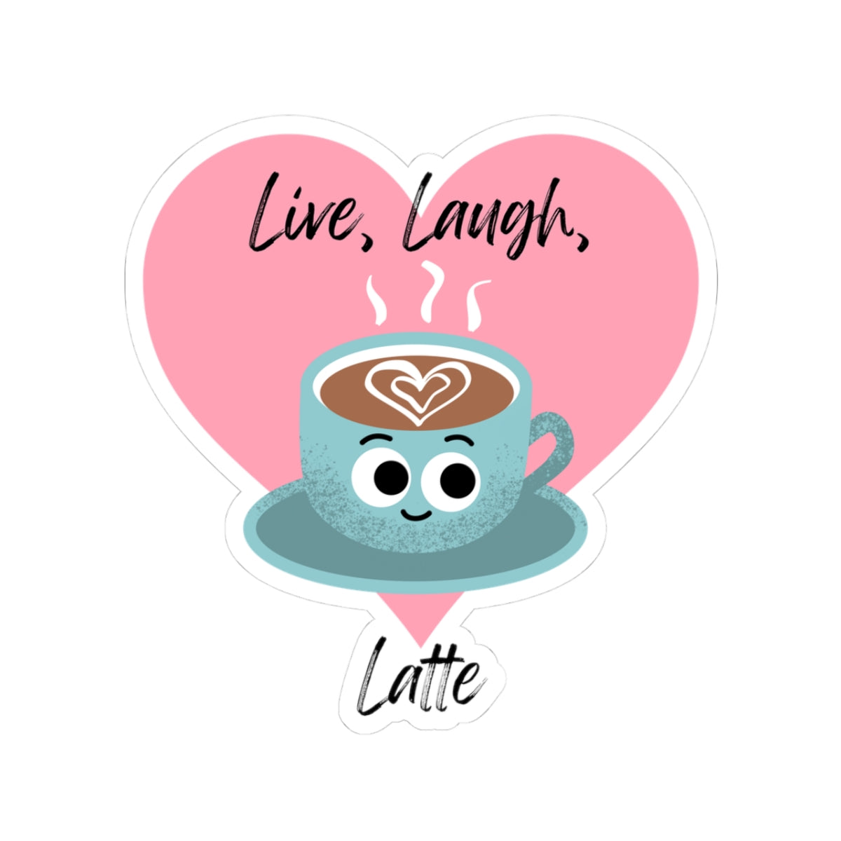 Cute Coffee Stickers, Live Laugh Latte, Fun Laptop Decor, Gift for Coffee Lovers, Aesthetic Wall Stickers