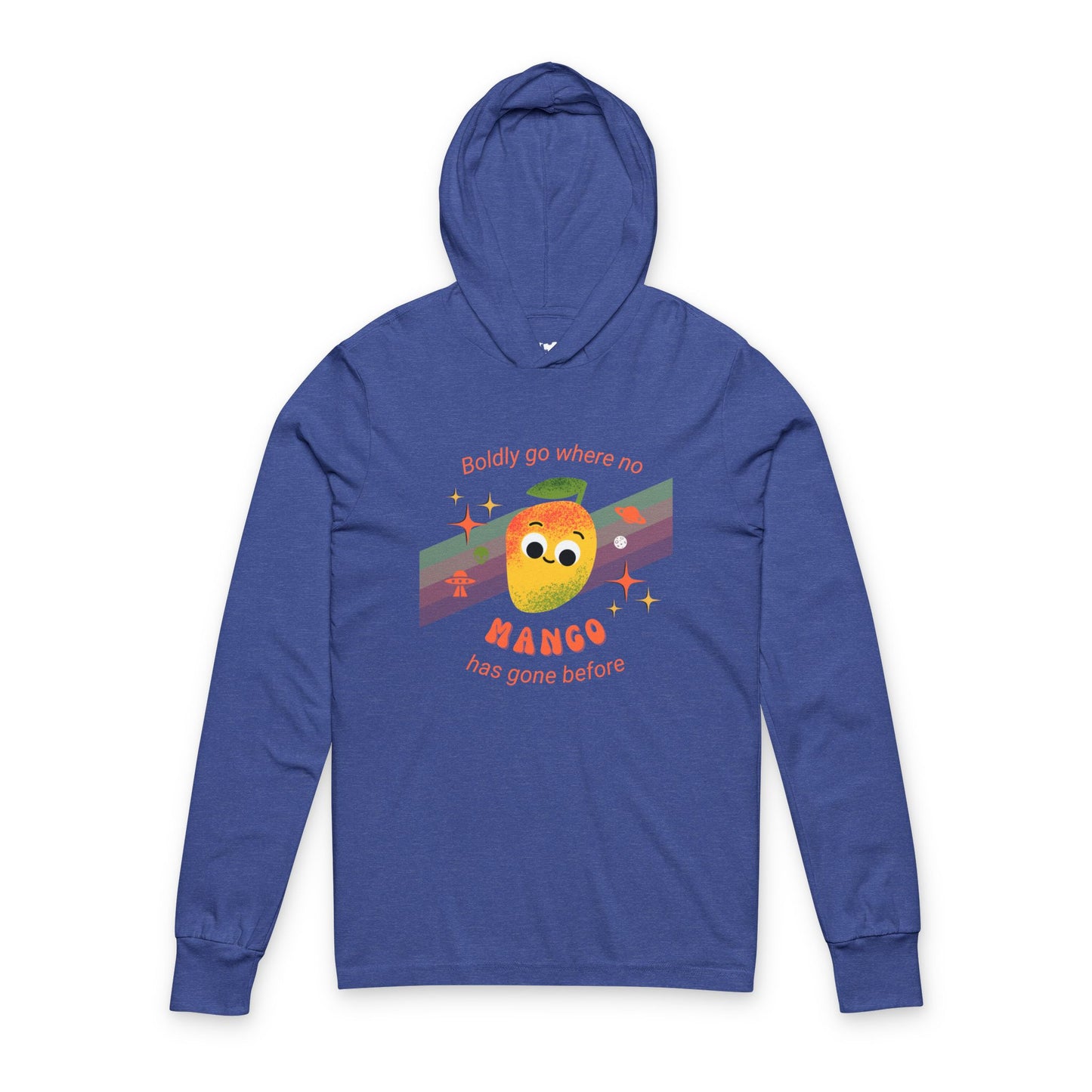 Cute Mango Adventure Unisex Hooded Long Sleeve Shirt, Gift for Star Trek Lovers, Casual Style, Summer Outdoor Fun, Sweet Gift Idea