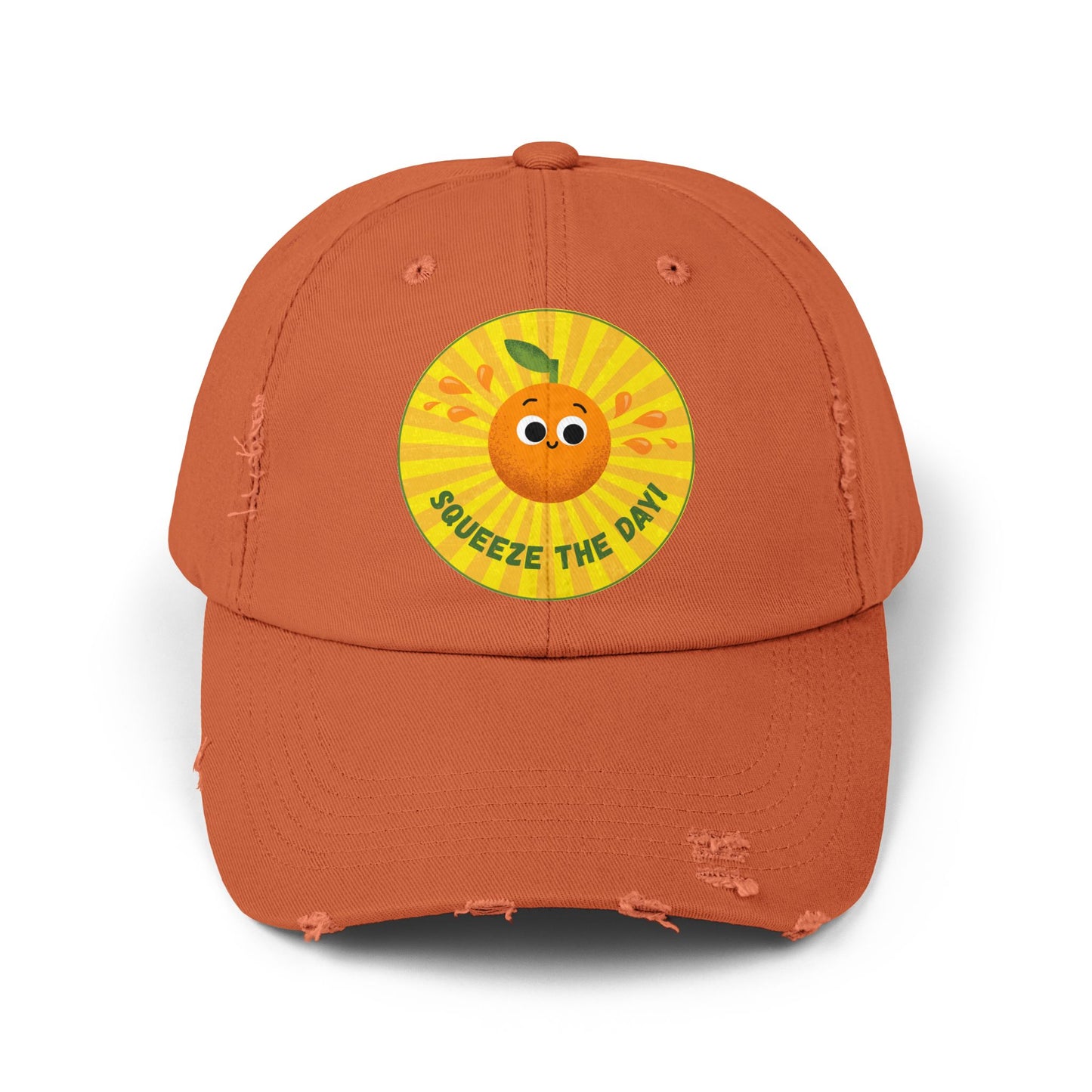 Squeeze the Day Distressed Cap, Fun Summer Hats, Cute Gift for Citrus Lovers, Unisex Casual Headwear, Beach Accessories