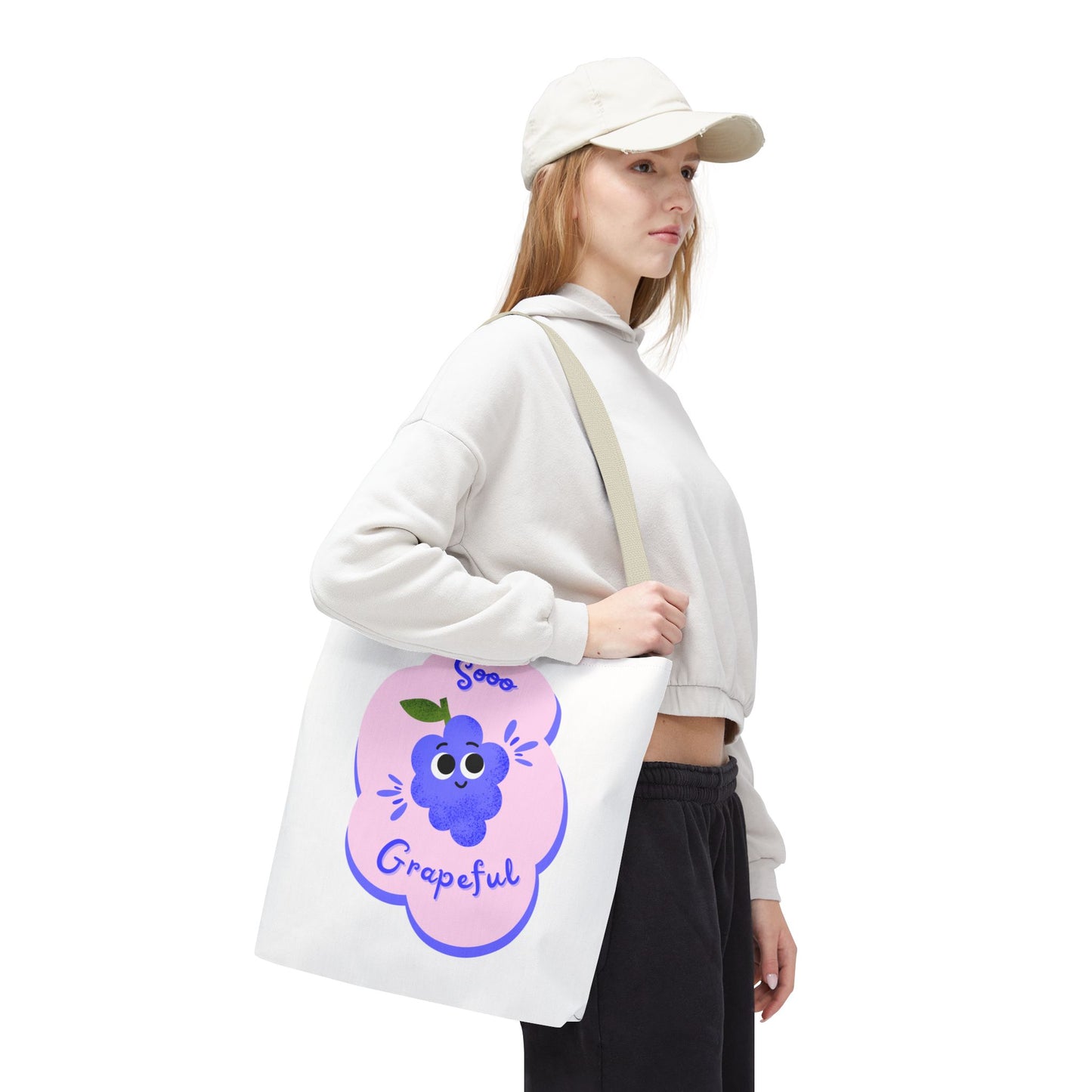 Cute Grape Tote Bag, Sooo Grapeful Shopping Bag, Eco-Friendly Grocery Tote, Fun Fruit Gift, Summer Beach Bag