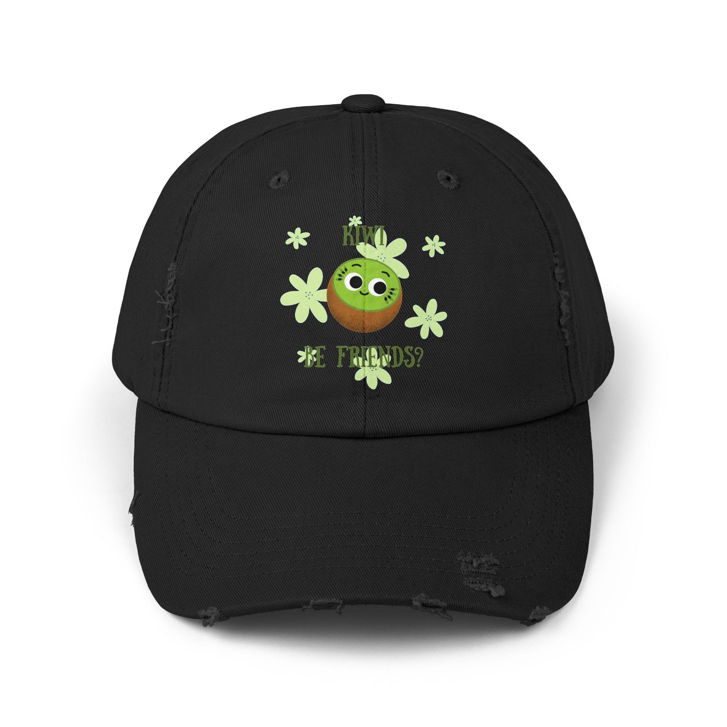 Kiwi Fruit Pun Distressed Cap, Unisex Hat, Fun Casual Cap, Trendy Hats, Holiday Gift for Friends