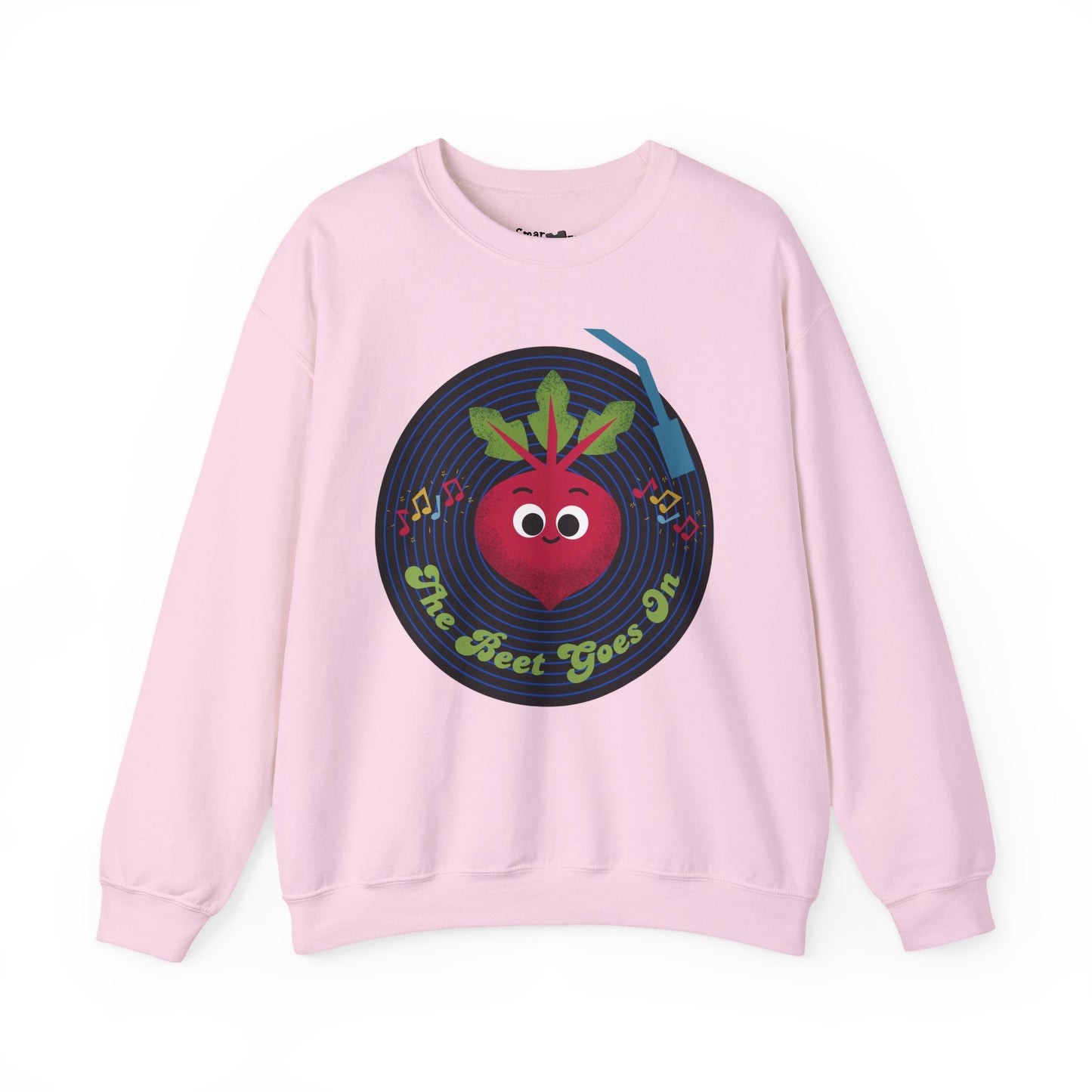The Beet Goes On Funny Pun Crewneck Sweatshirt, Cozy Fall Apparel, Unisex Design, Casual Wear, Great Gift Idea