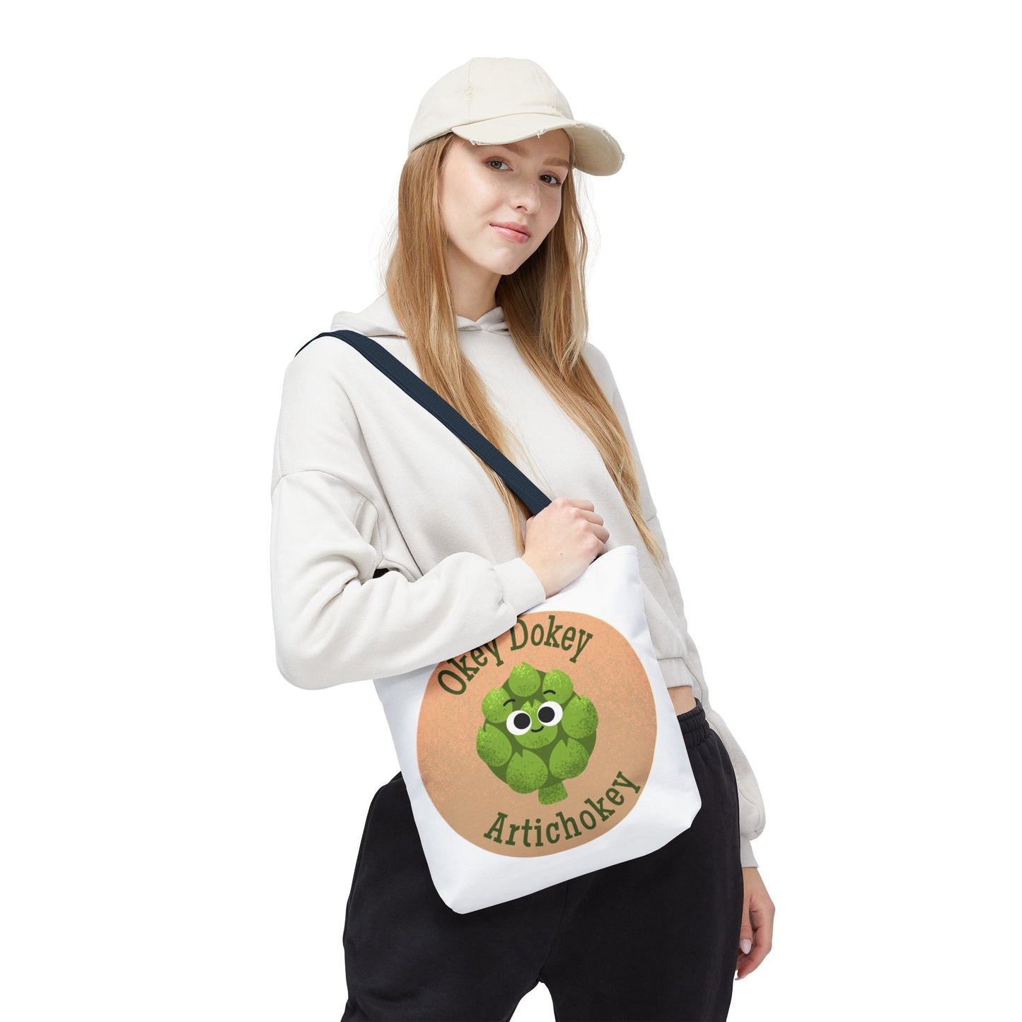 Playful Artichoke Tote Bag - Okey Dokey, Reusable Shopping Tote, Eco-Friendly Gift, Fruits & Veggies Lover, Cute Grocery Bag