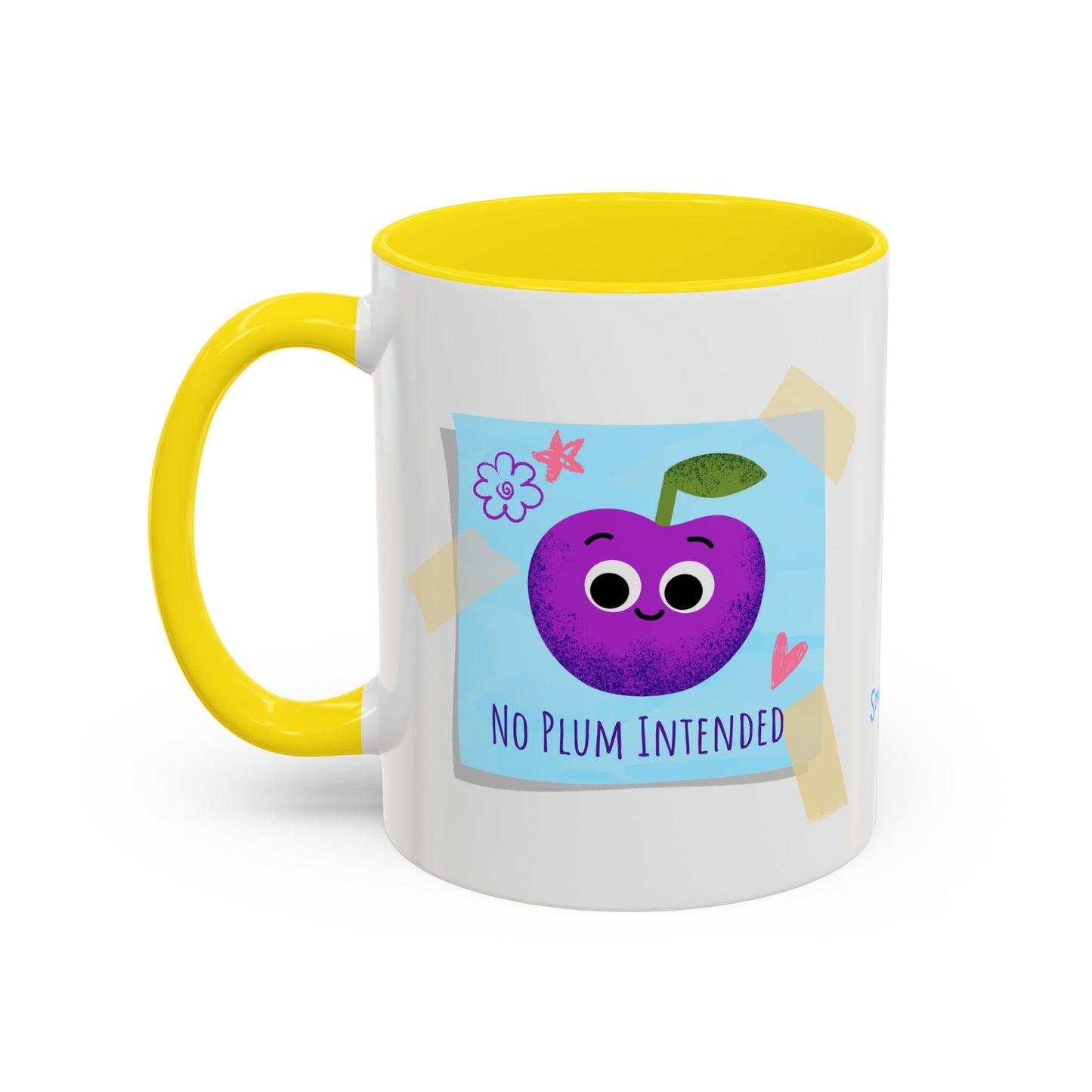 Playful Plum Coffee Mug, Cute Gift for Teachers, Friends, Humor Mug, Fun Kitchen Decor, Unique Cup for Any Occasion
