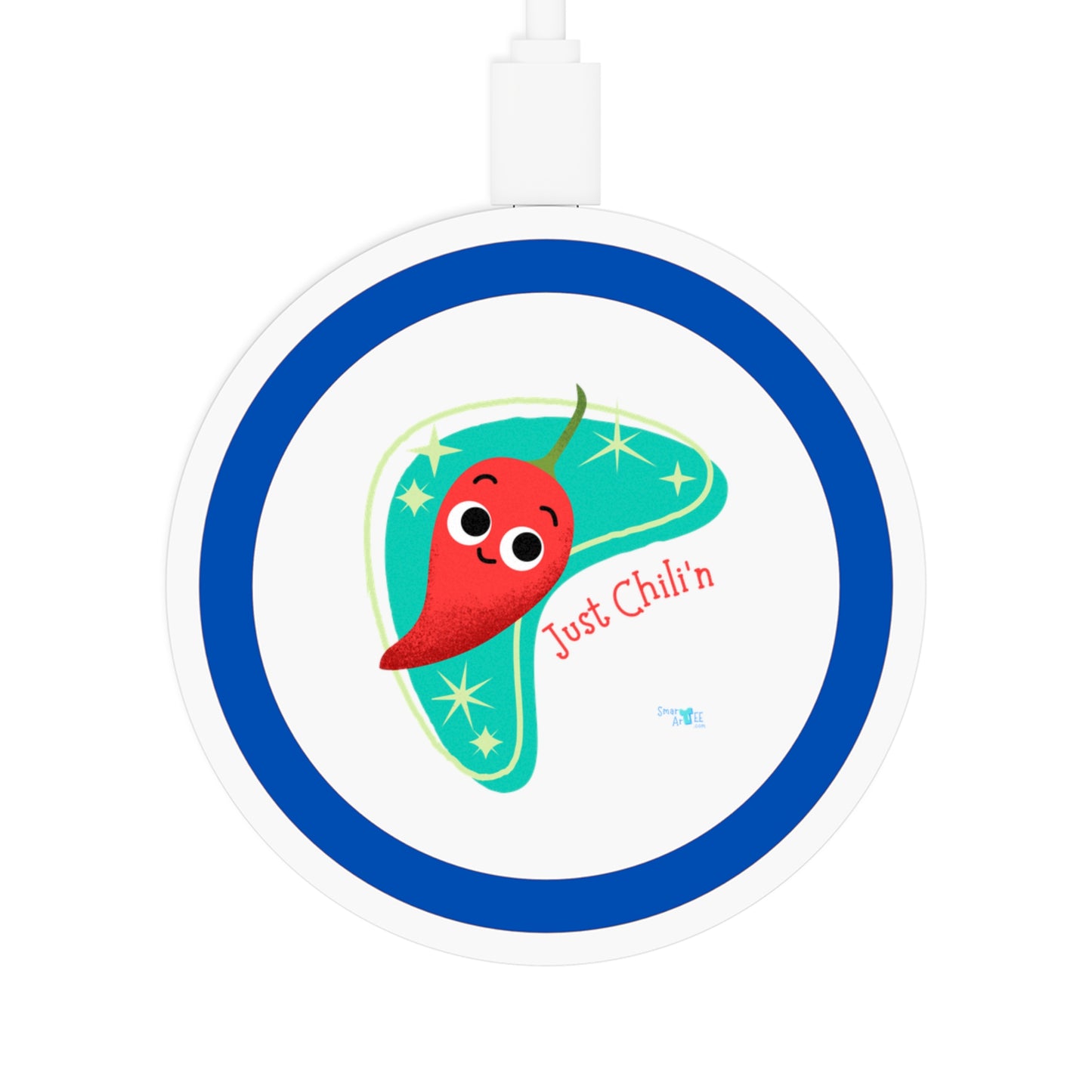 Just Chilin' Wireless Charging Pad, Whimsical Charger for Home Office, Cute Tech Gift, Bundle With Air Pod Case, Fun Gift Idea