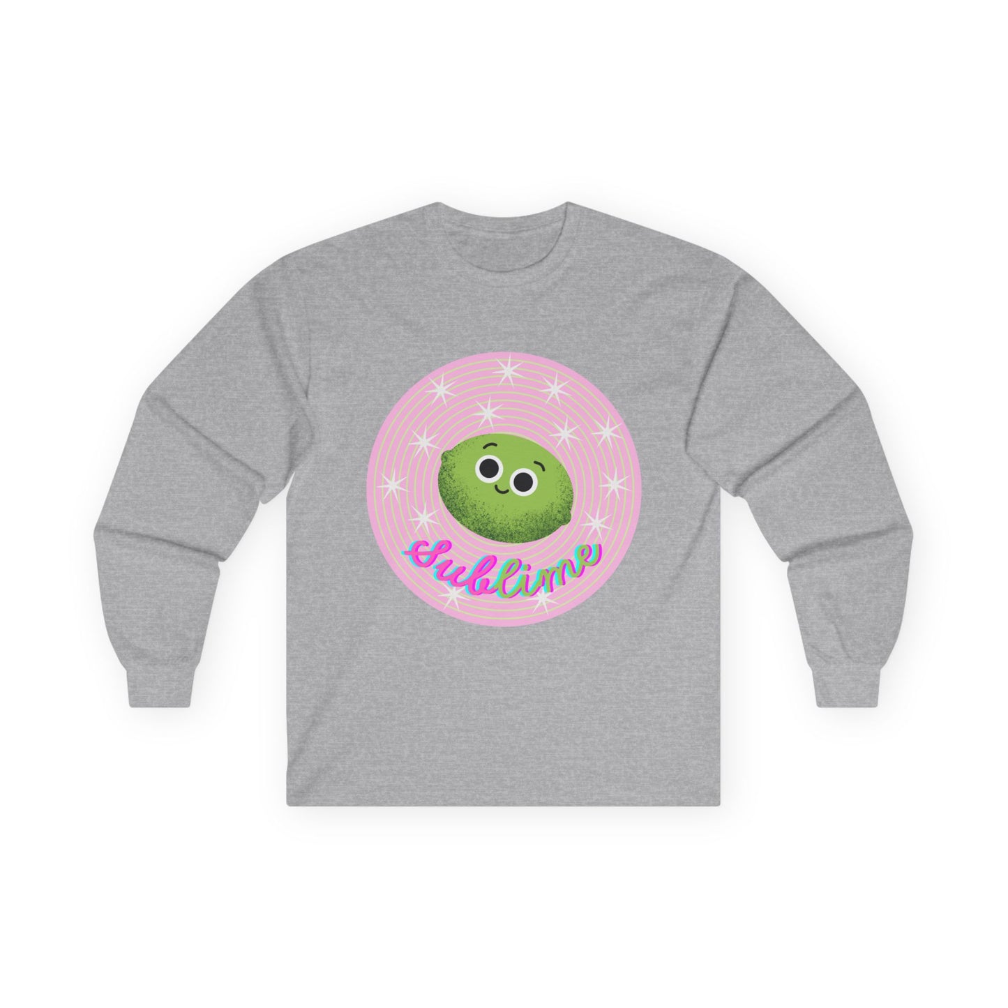 Sublime Lime Cute Graphic Long Sleeve Tee, Unisex Tee, Gift for All Ages, Casual Wear, Fruit Pun Apparel, Graphic Tee