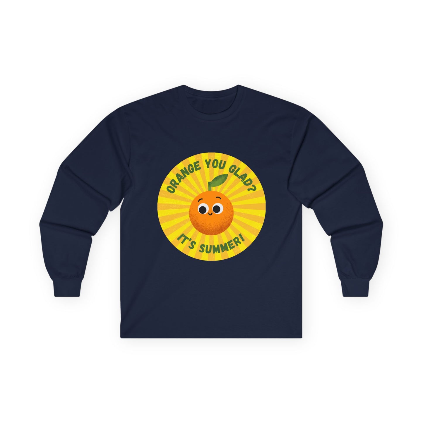 Summer Vibes Long Sleeve Tees - Fun Orange Design, Cute Gift for Sunny Days, Perfect for Casual Outings, Festivals, and Birthdays