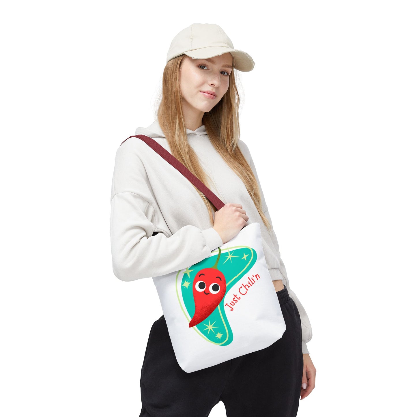 Cute Chili Pepper Tote Bag - Just Chillin', Reusable Grocery Bag, Beach Tote, Gift for Veggie Lovers, Summer Vibes