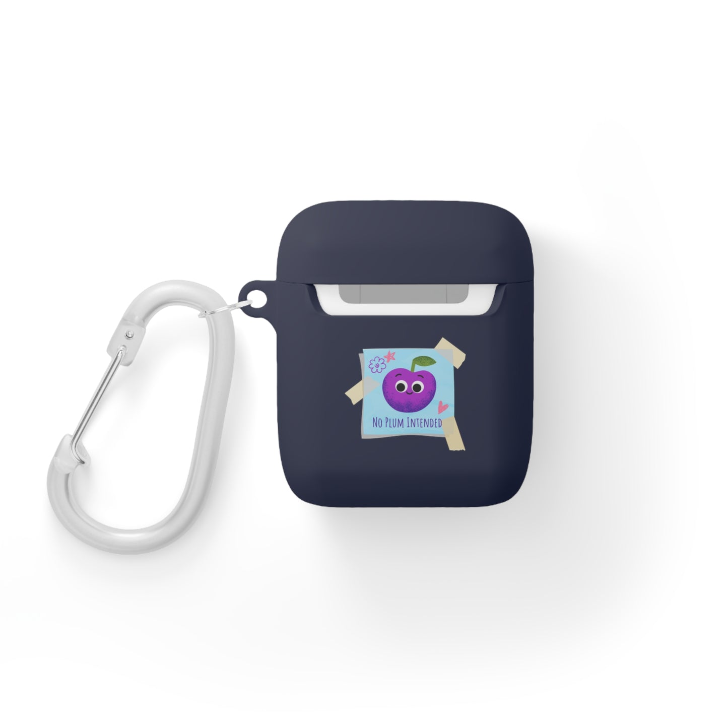 Cute AirPods Case Cover, Fun Cartoon Plum Pun Design, Gift for Apple Lovers, Trendy Tech Accessory, Perfect for Birthdays