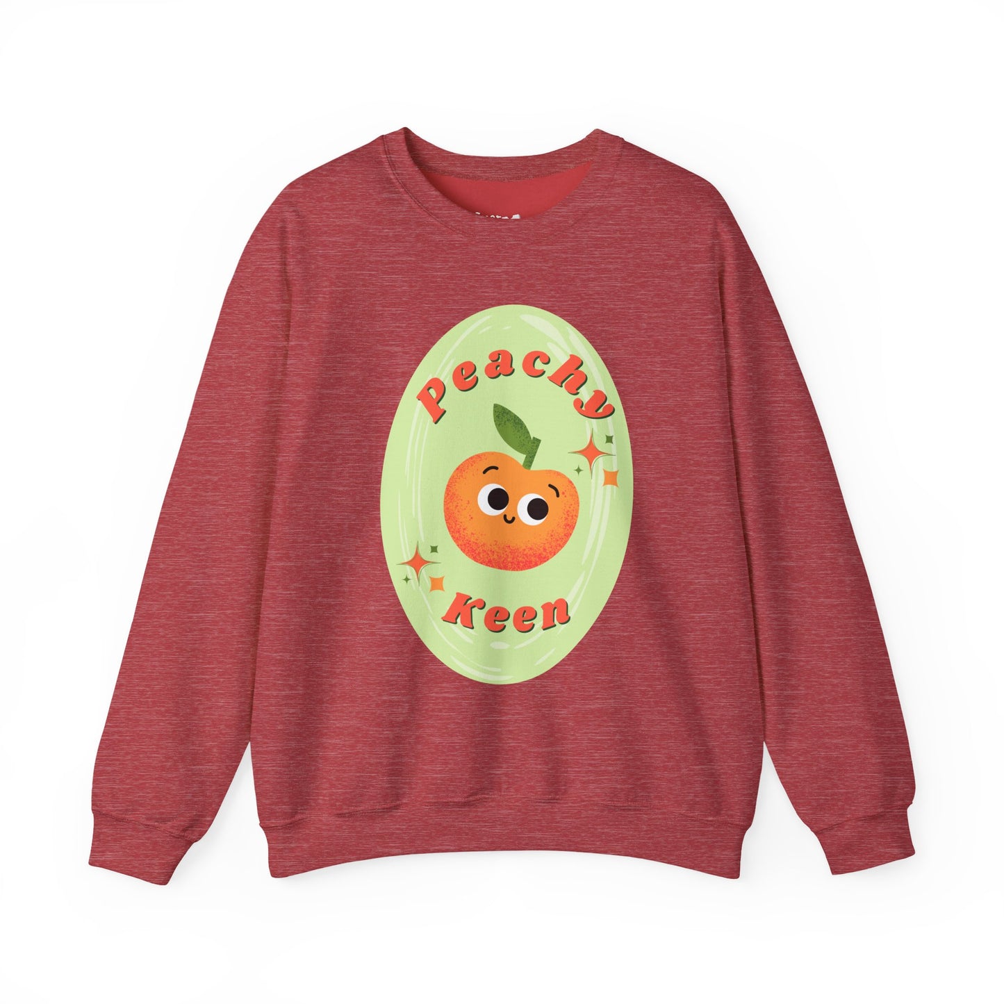 Peachy Keen Unisex Crewneck Sweatshirt, Cute Apparel, Casual Wear, Gift for Friends, Fall Style, Fun Fashion