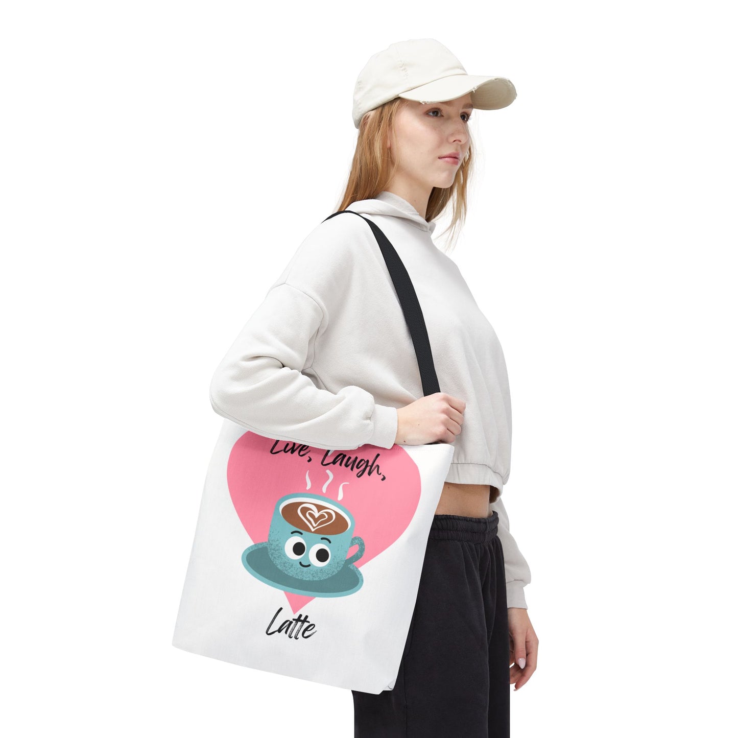 Cute Coffee Tote Bag - Live, Laugh, Latte - Perfect Gift for Coffee Lovers, Casual Carryall, Eco-Friendly, Everyday Use