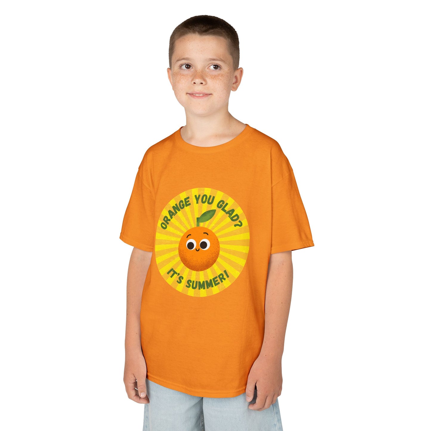 Kids Summer Tee with Fun Orange Design | Cute Tees for Kids, Summer Apparel, Casual Wear, Gift for Birthdays, Seasonal Vibes