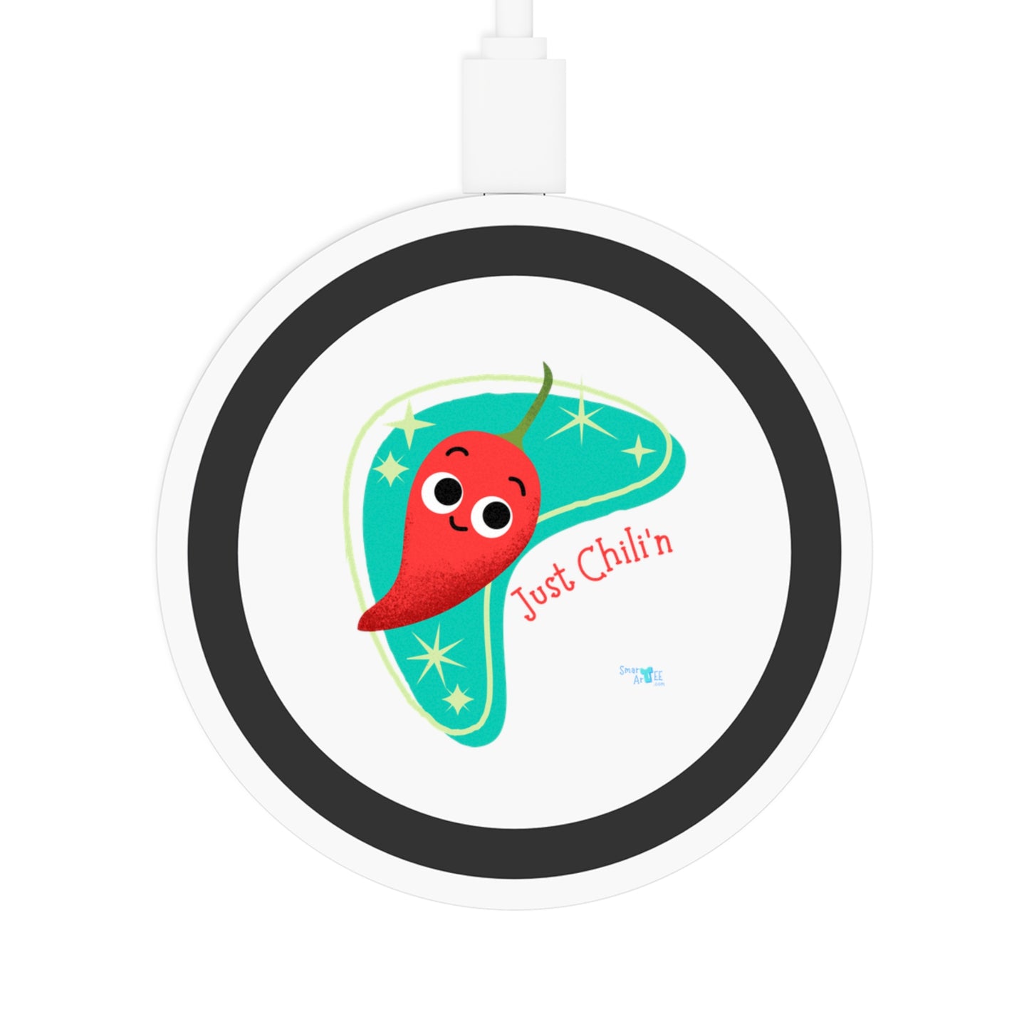 Just Chilin' Wireless Charging Pad, Whimsical Charger for Home Office, Cute Tech Gift, Bundle With Air Pod Case, Fun Gift Idea