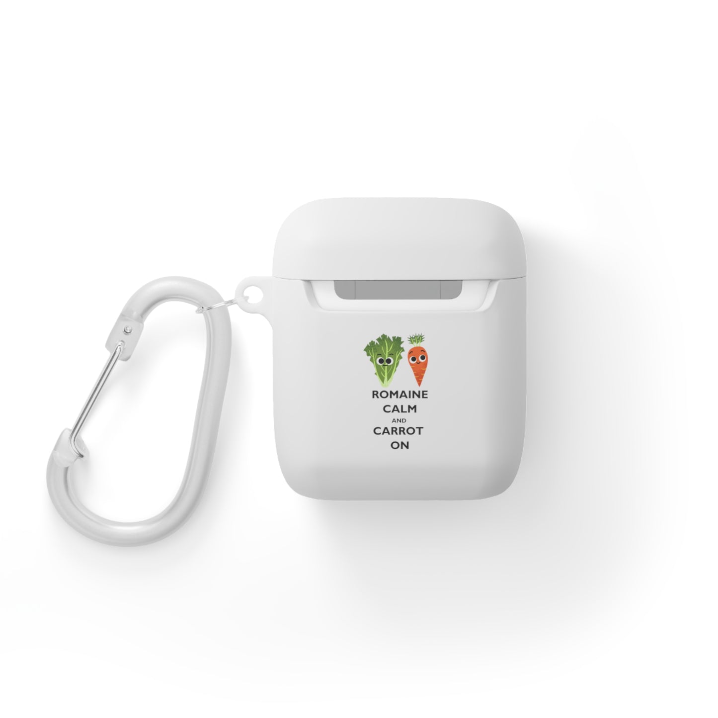 Whimsical AirPods Case Cover Featuring 'Romaine Calm and Carrot On' - Cute Gift for Veggie Lovers, Fun Accessory