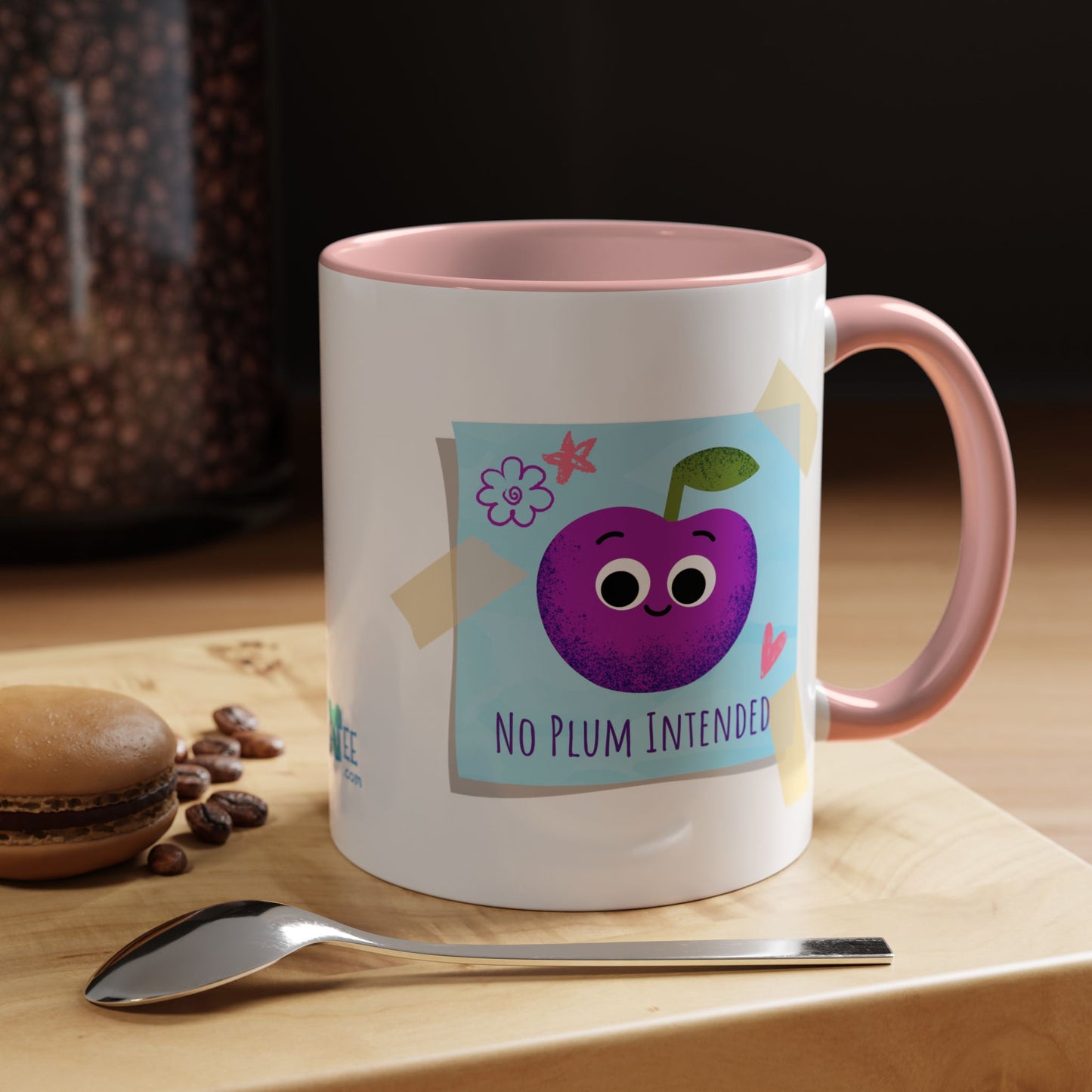 Playful Plum Coffee Mug, Cute Gift for Teachers, Friends, Humor Mug, Fun Kitchen Decor, Unique Cup for Any Occasion
