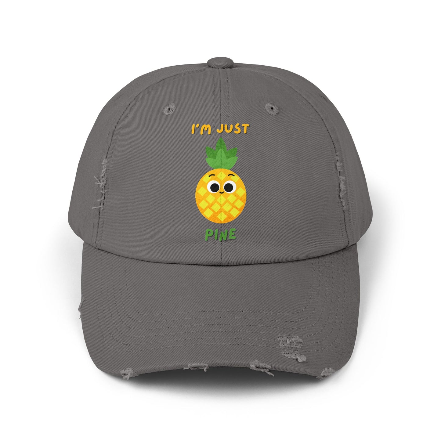 Cute Pineapple Distressed Cap, Fun Summer Pun Hats, Unisex Cap, Casual Beachwear, Perfect Gift for Fruit Lovers, Everyday Accessories