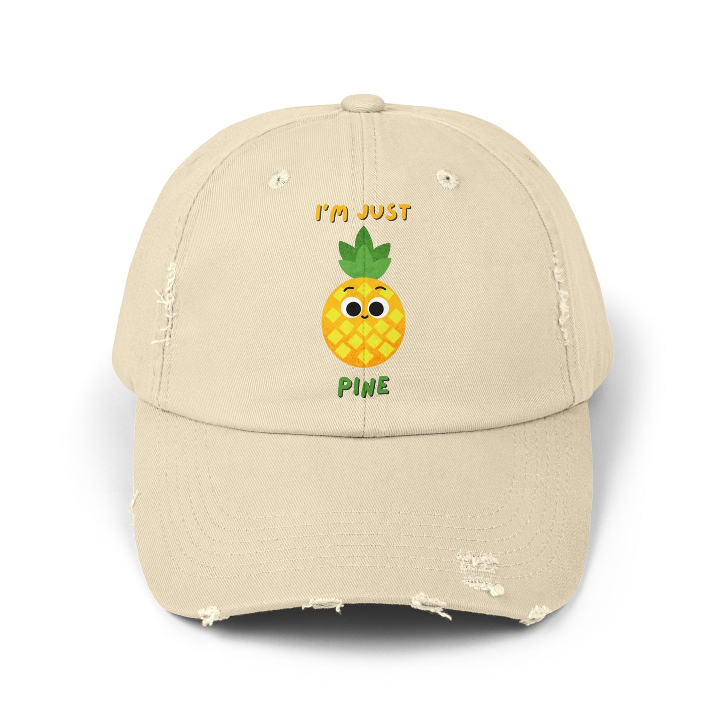 Cute Pineapple Distressed Cap, Fun Summer Pun Hats, Unisex Cap, Casual Beachwear, Perfect Gift for Fruit Lovers, Everyday Accessories