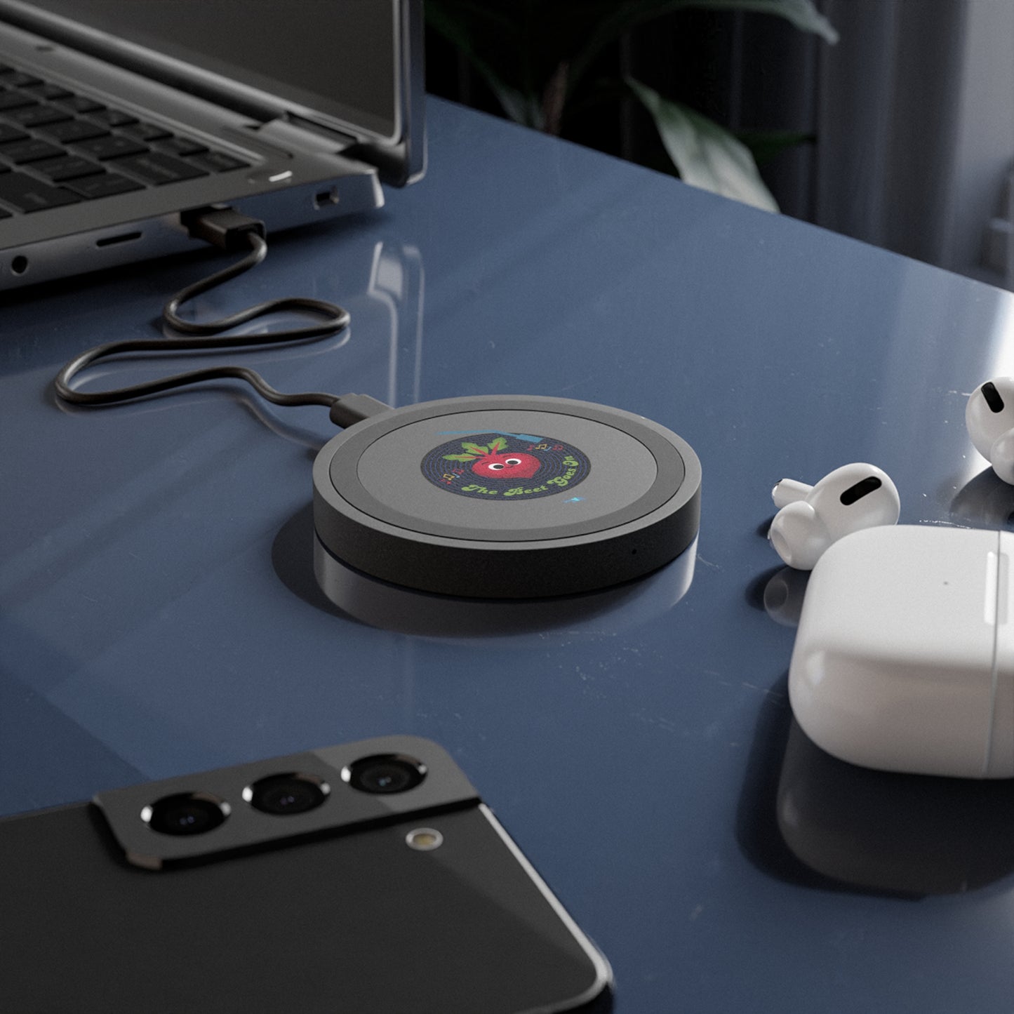 Quake Wireless Charging Pad - Musical Beet Inspired Design, Bundle With Air Pod Case, Unique Tech Gift, Eco-Friendly Charging