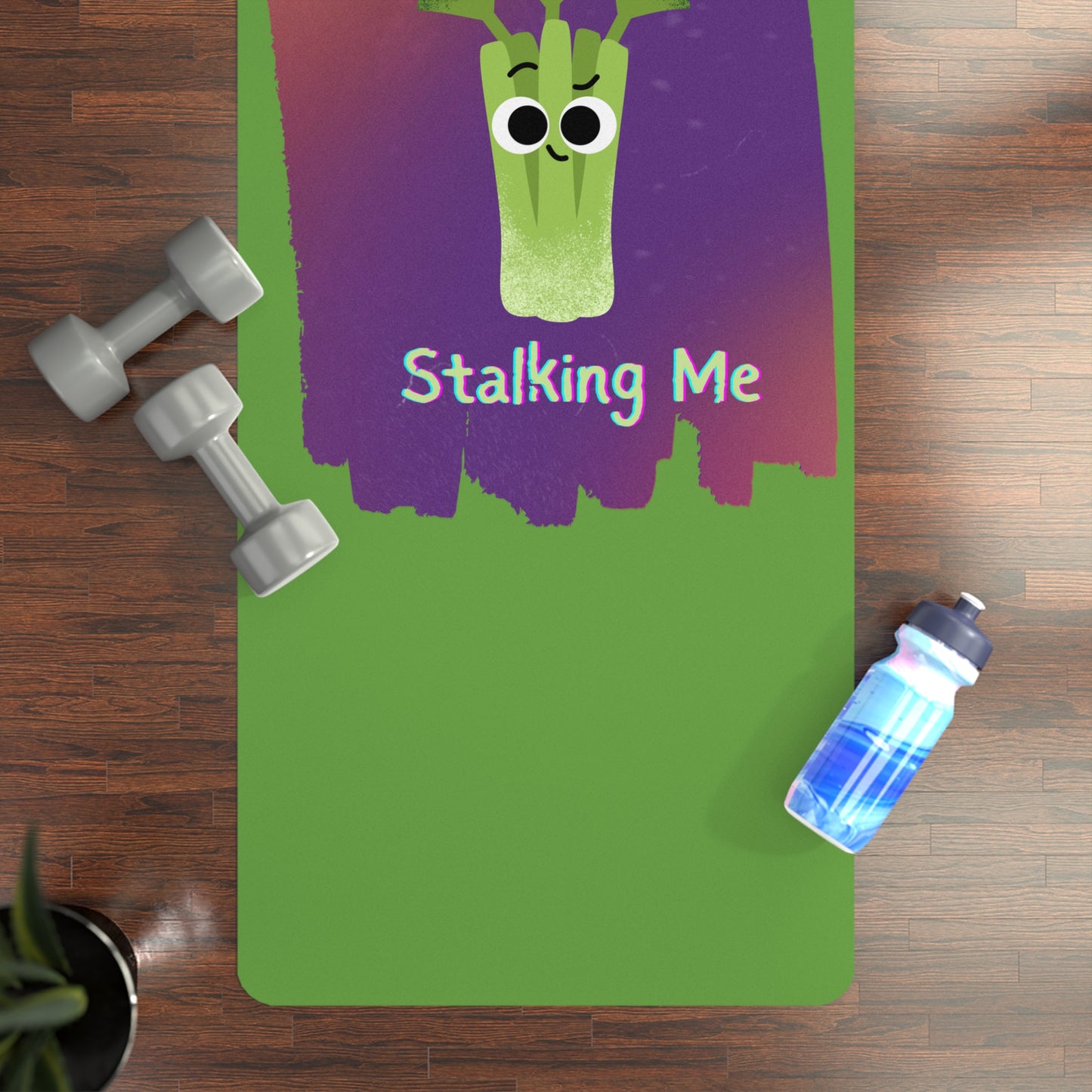 Funny Yoga Mat with Celery Design | Motivational Mats for Workout, Home Gym, or Gifts | Quit Stalking Me