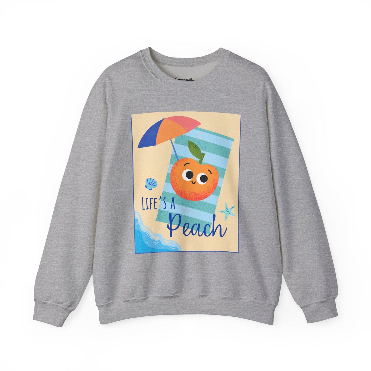Life's a Peach Crewneck Sweatshirt | Cute Sweatshirt for Summer, Beach Day, Gift Idea, Funny Fruit Pun, Unisex Apparel, Trendy Fashion