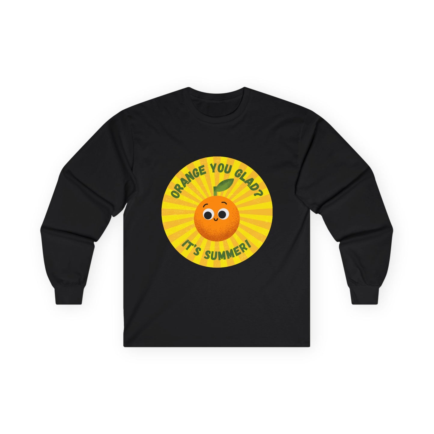 Summer Vibes Long Sleeve Tees - Fun Orange Design, Cute Gift for Sunny Days, Perfect for Casual Outings, Festivals, and Birthdays