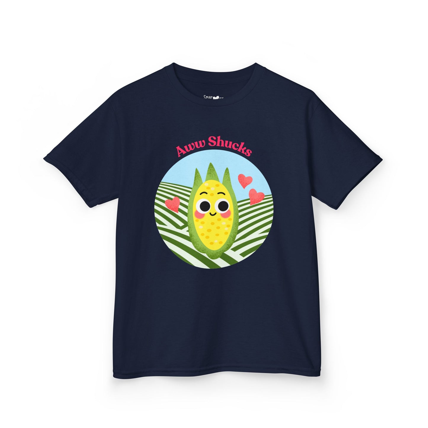Cute Kids Tee with Aww Shucks Corn Design, Fun Summer Shirt for Children, Ideal for Birthdays, Playdates, and Family Outings, Youth Apparel