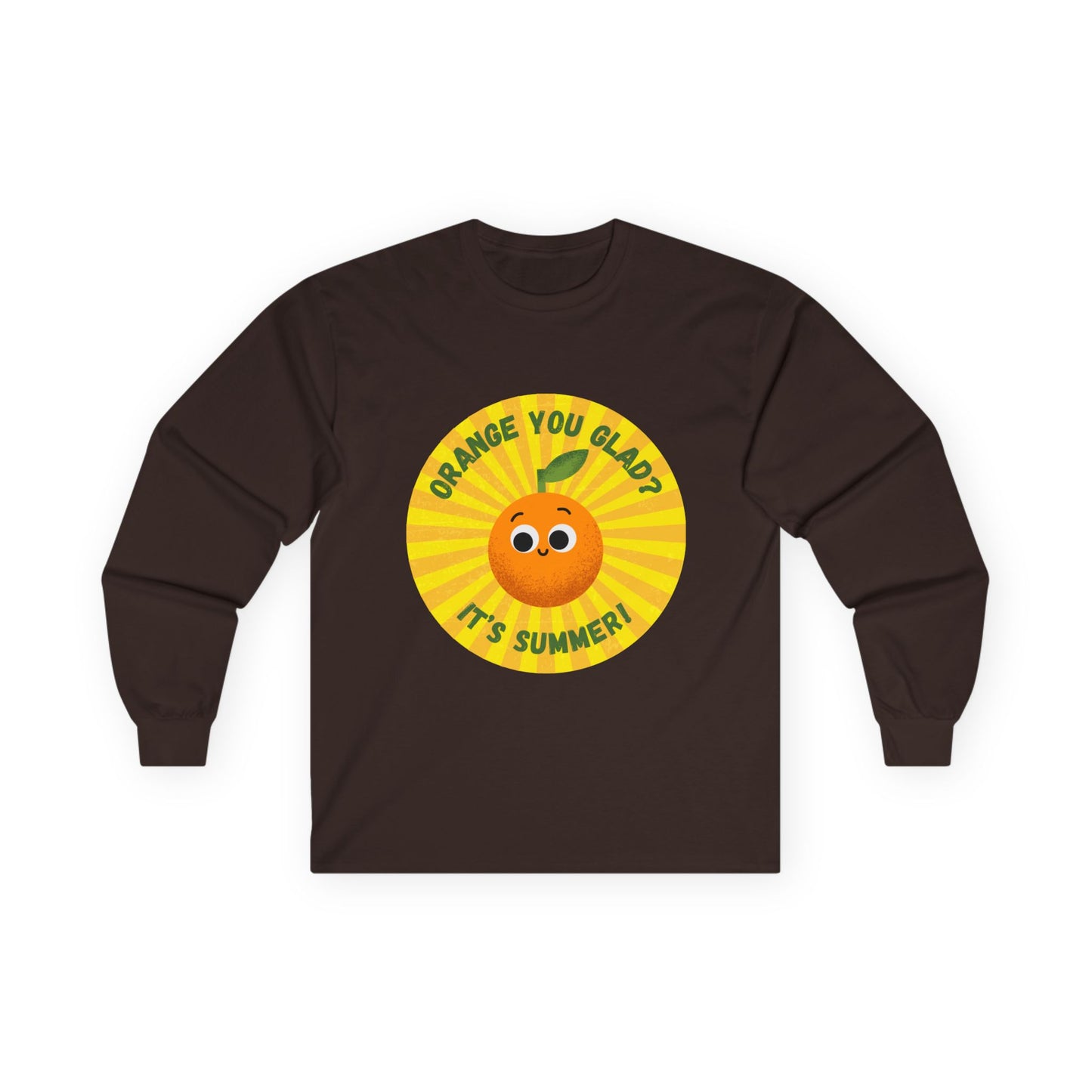 Summer Vibes Long Sleeve Tees - Fun Orange Design, Cute Gift for Sunny Days, Perfect for Casual Outings, Festivals, and Birthdays