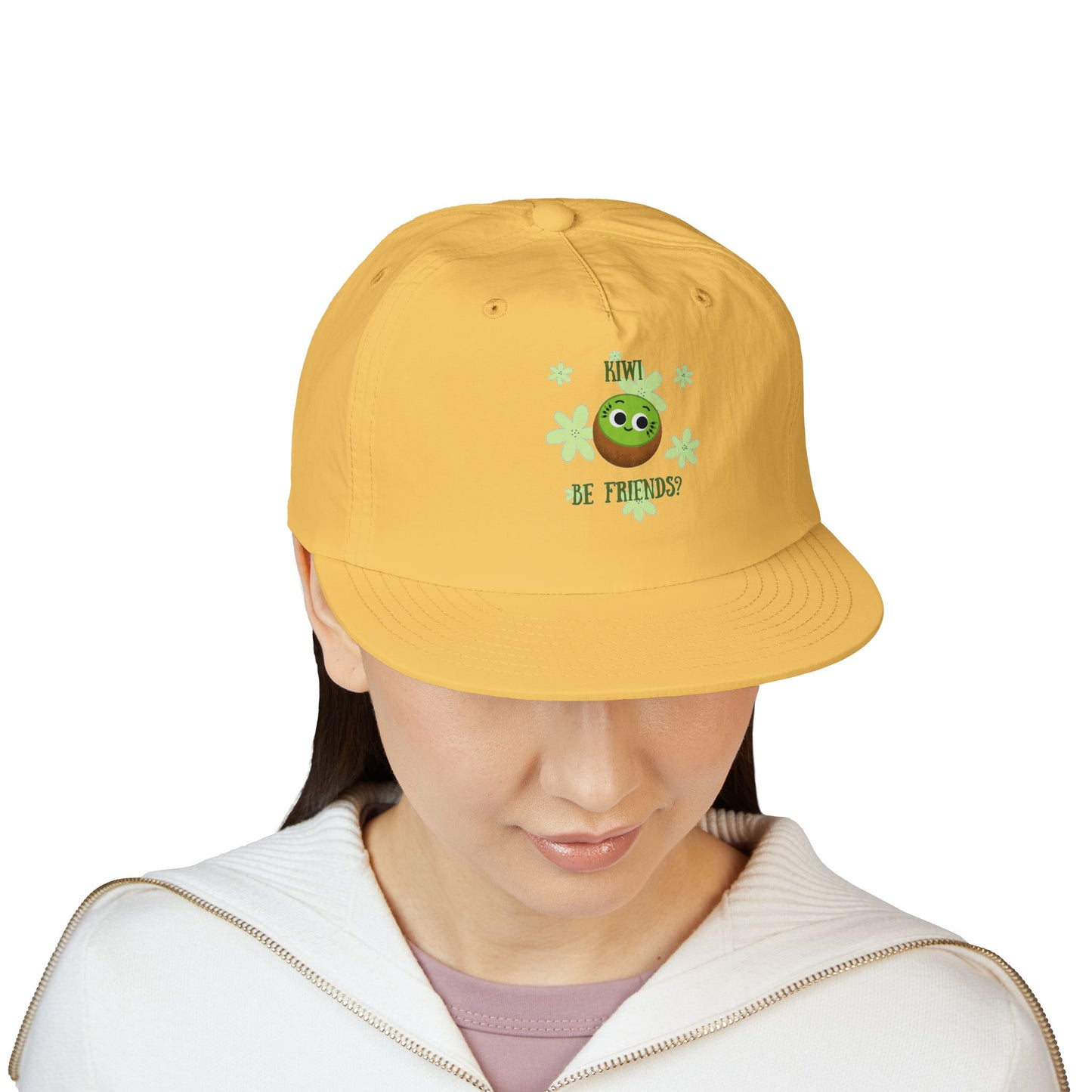 Surf Cap with Funny "Kiwi Be Friends" Design - Beach Hat, Gift for Surfers, Summer Accessory, Fun Outdoor Headwear, Vacation Style