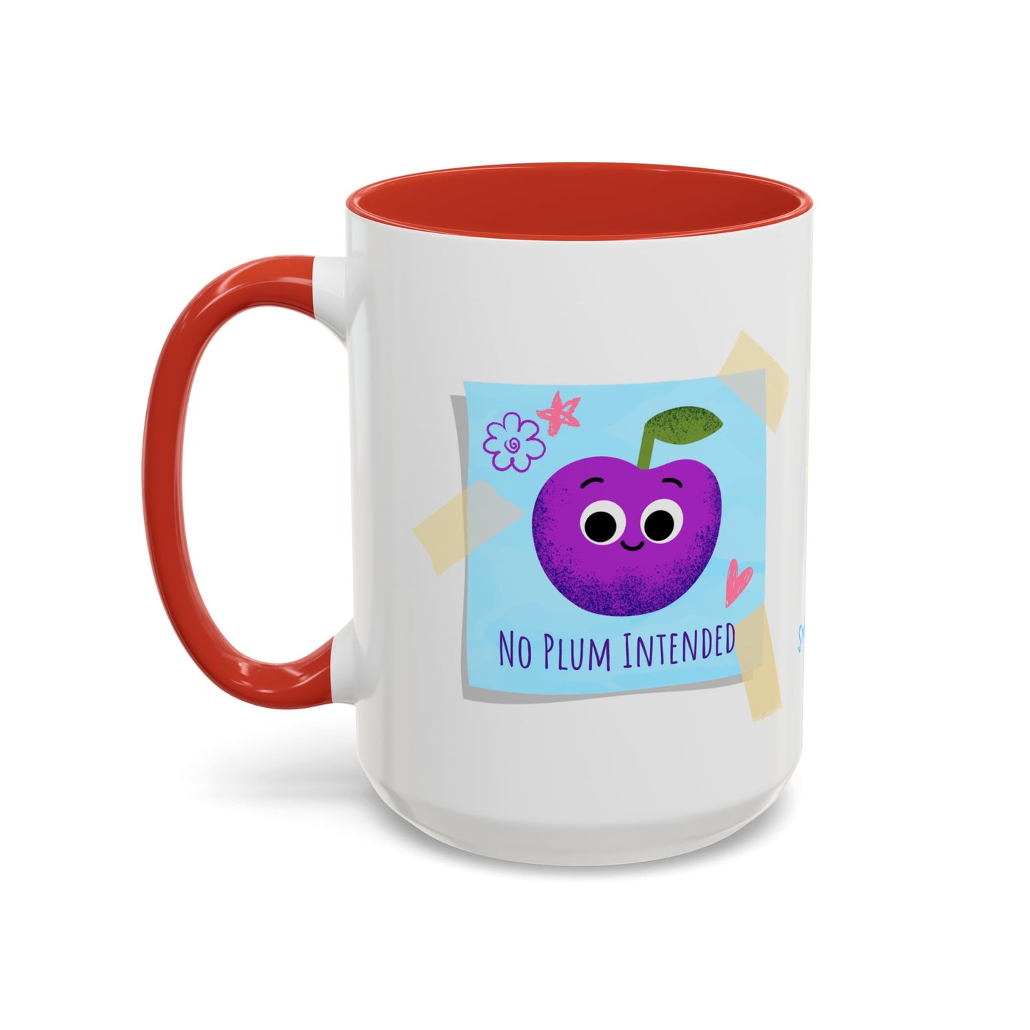 Playful Plum Coffee Mug, Cute Gift for Teachers, Friends, Humor Mug, Fun Kitchen Decor, Unique Cup for Any Occasion