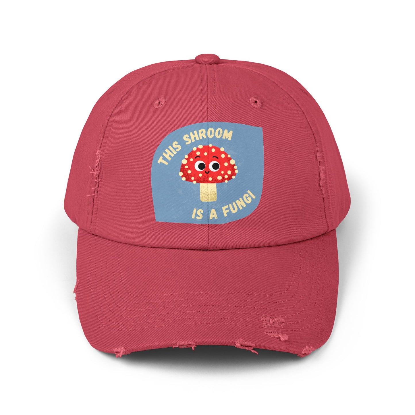 Whimsical Unisex Distressed Cap, Fun Hats for Fungi Lovers, Playful Accessories, Gift for Nature Enthusiasts, Trendy Casual Wear