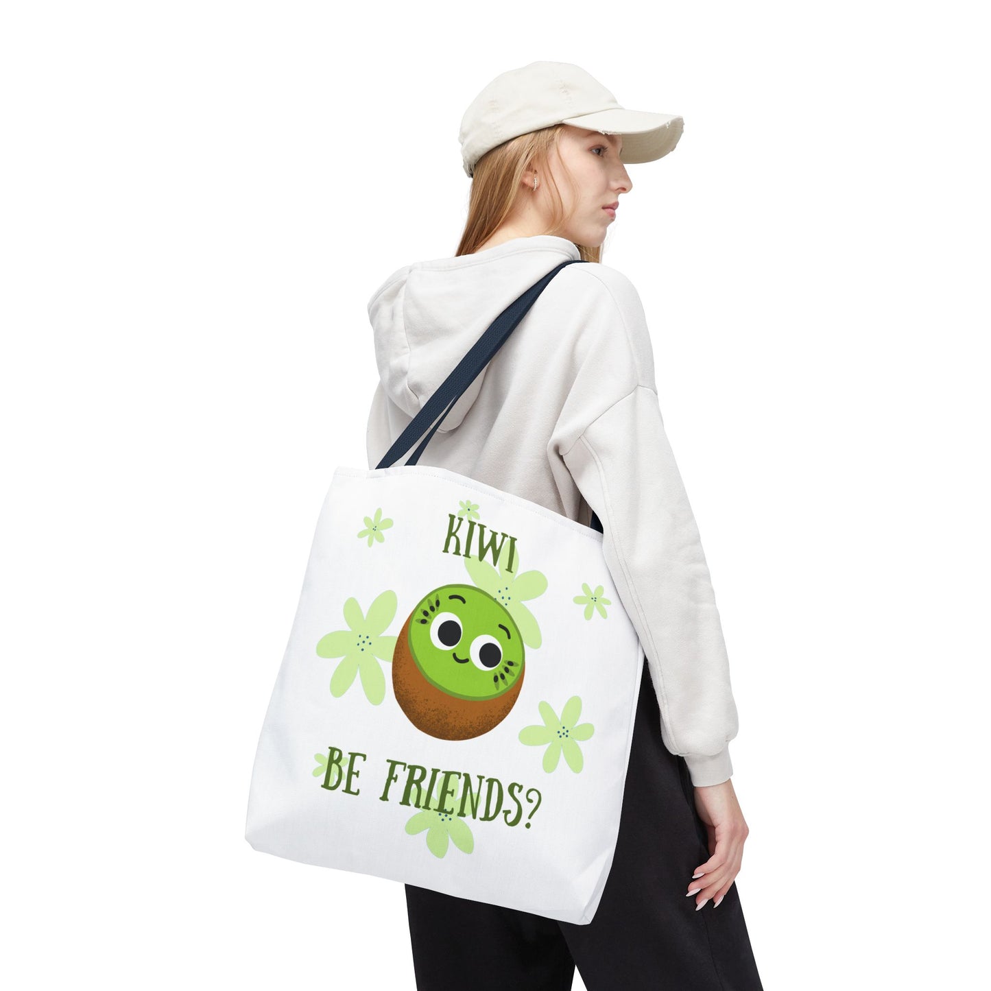 Cute Kiwi Friendship Tote Bag, Eco-Friendly Shopping Bag, Gift for Friends, Cute Grocery Bag, Colorful Beach Bag