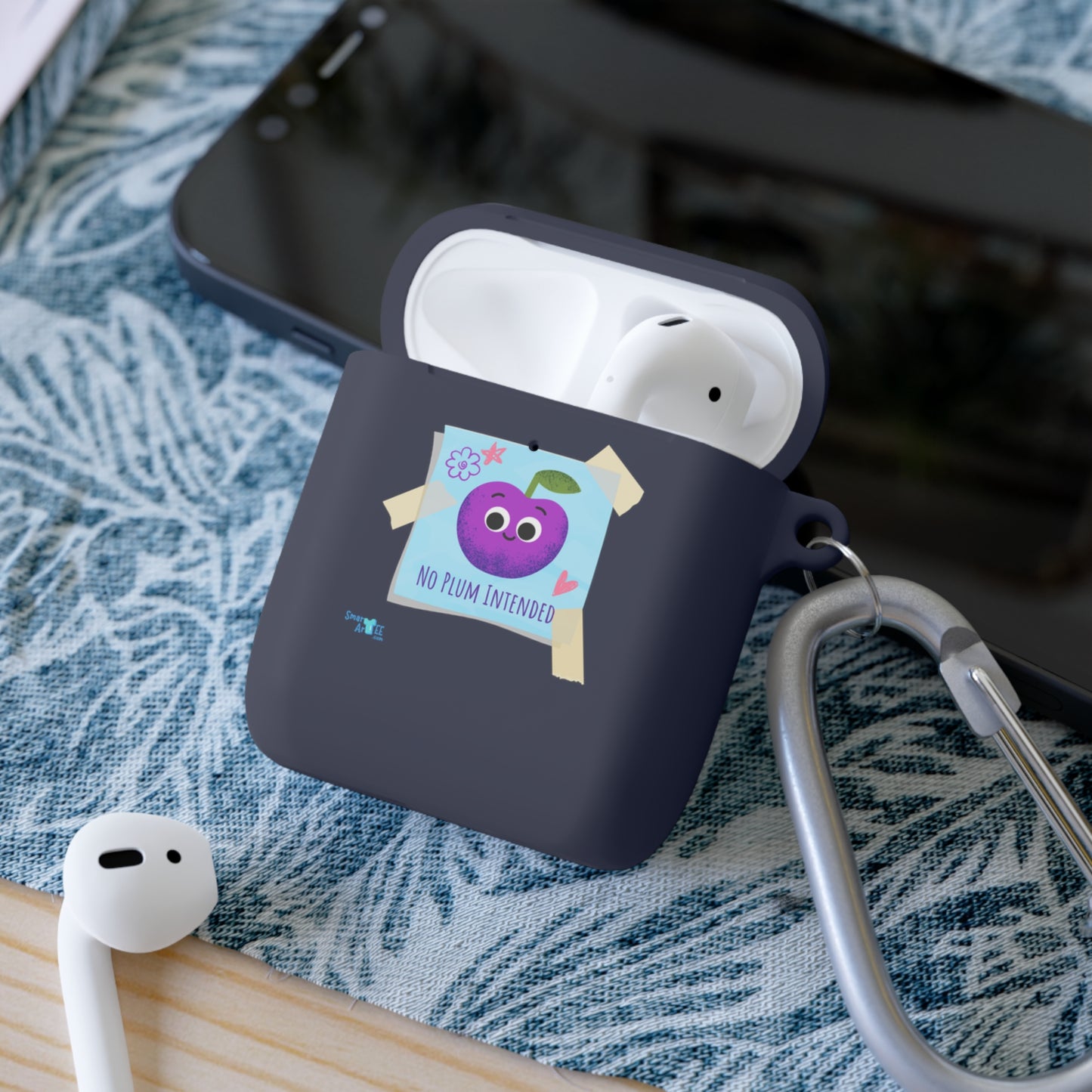 Cute AirPods Case Cover, Fun Cartoon Plum Pun Design, Gift for Apple Lovers, Trendy Tech Accessory, Perfect for Birthdays