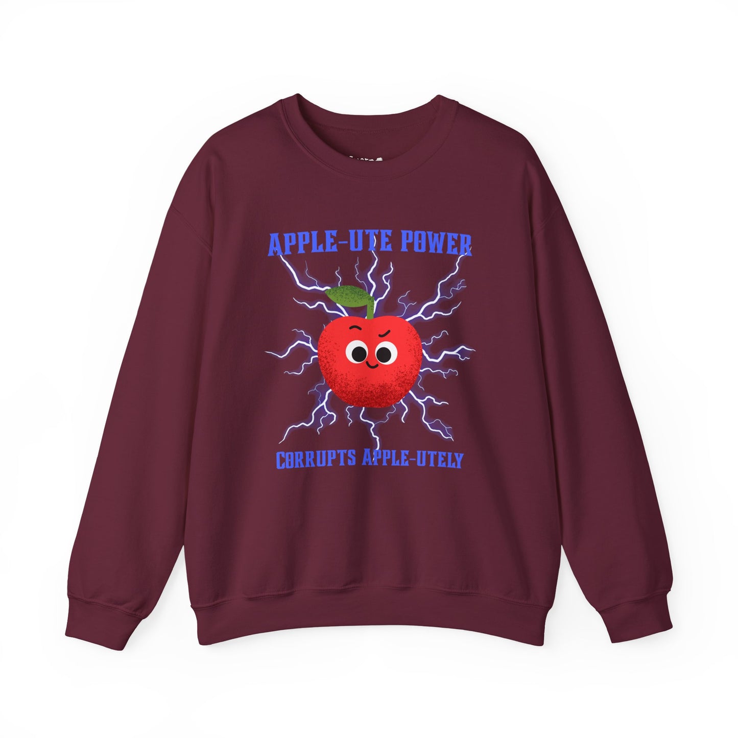 Funny Pun Apple-Ute Power Unisex Sweatshirt, Whimsical Art Design Apparel, Fall Comfort Clothing, Unisex Styling, Great Gift Idea