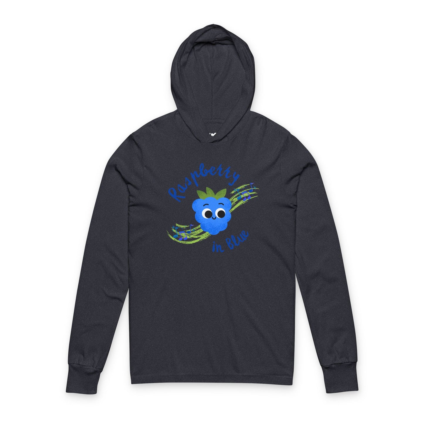 Raspberry in Blue Unisex Hooded Long Sleeve Shirt, Cute Cartoon Top, Gift for All Ages, Music Lover's Apparel, Summer Shirt