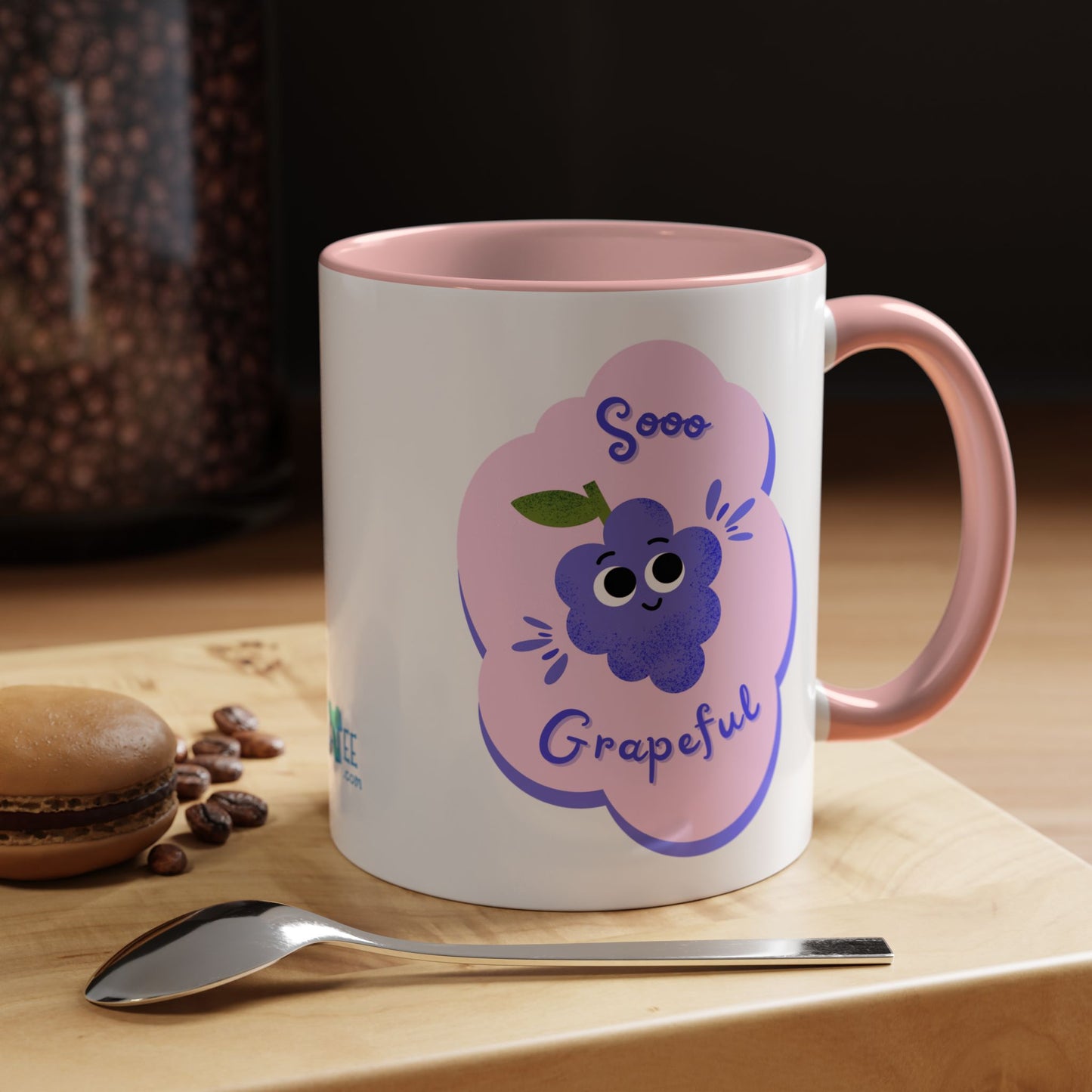 Soo Grapeful Coffee Mug, Funny Cartoon Mug, Cute Ceramic Mug, Gift for Coffee Lovers, Birthday Mug, Colorful Accent Mug