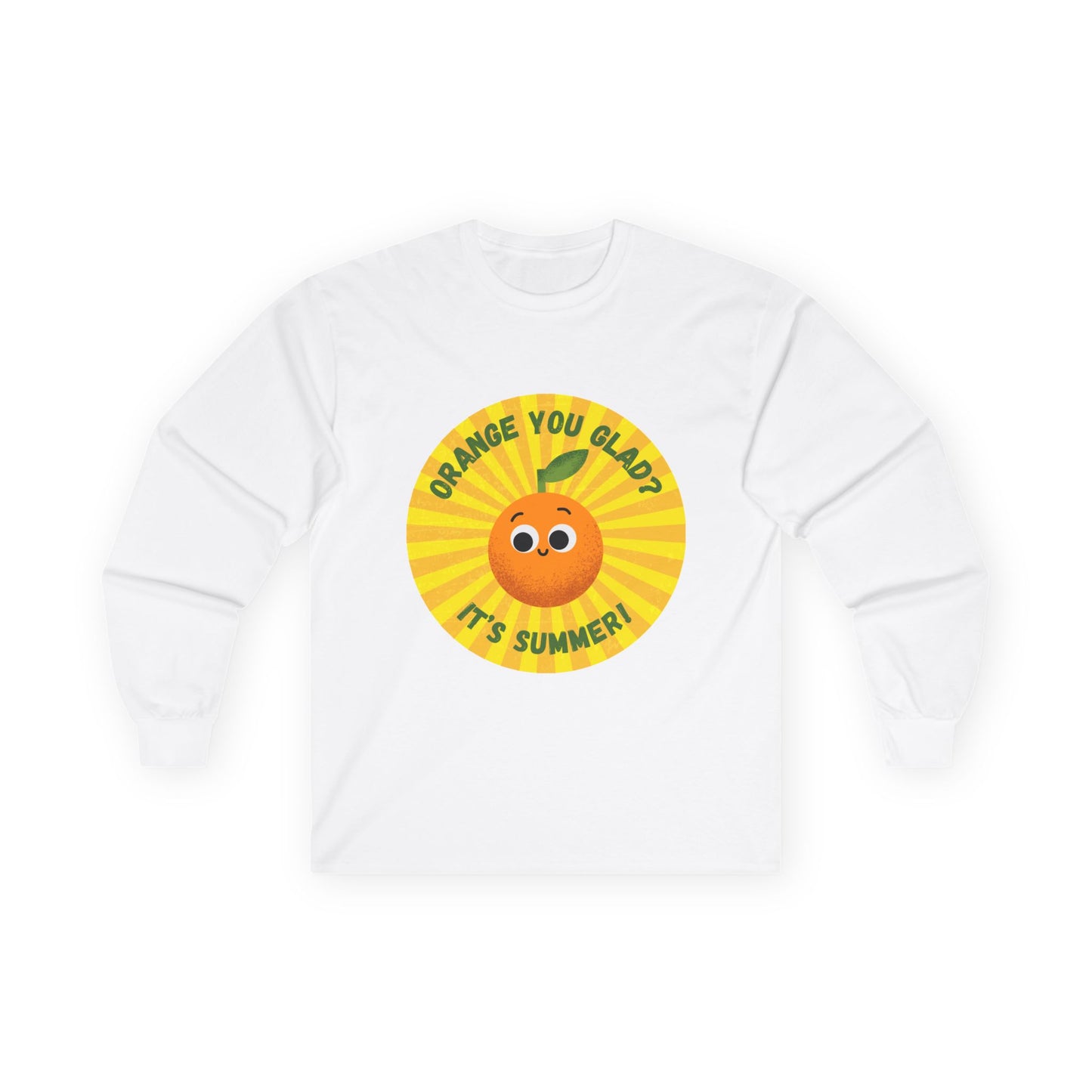 Summer Vibes Long Sleeve Tees - Fun Orange Design, Cute Gift for Sunny Days, Perfect for Casual Outings, Festivals, and Birthdays