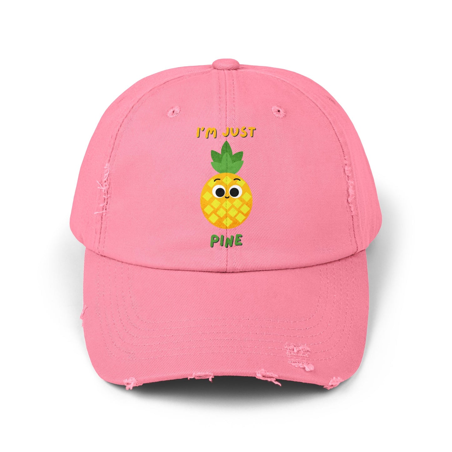 Cute Pineapple Distressed Cap, Fun Summer Pun Hats, Unisex Cap, Casual Beachwear, Perfect Gift for Fruit Lovers, Everyday Accessories