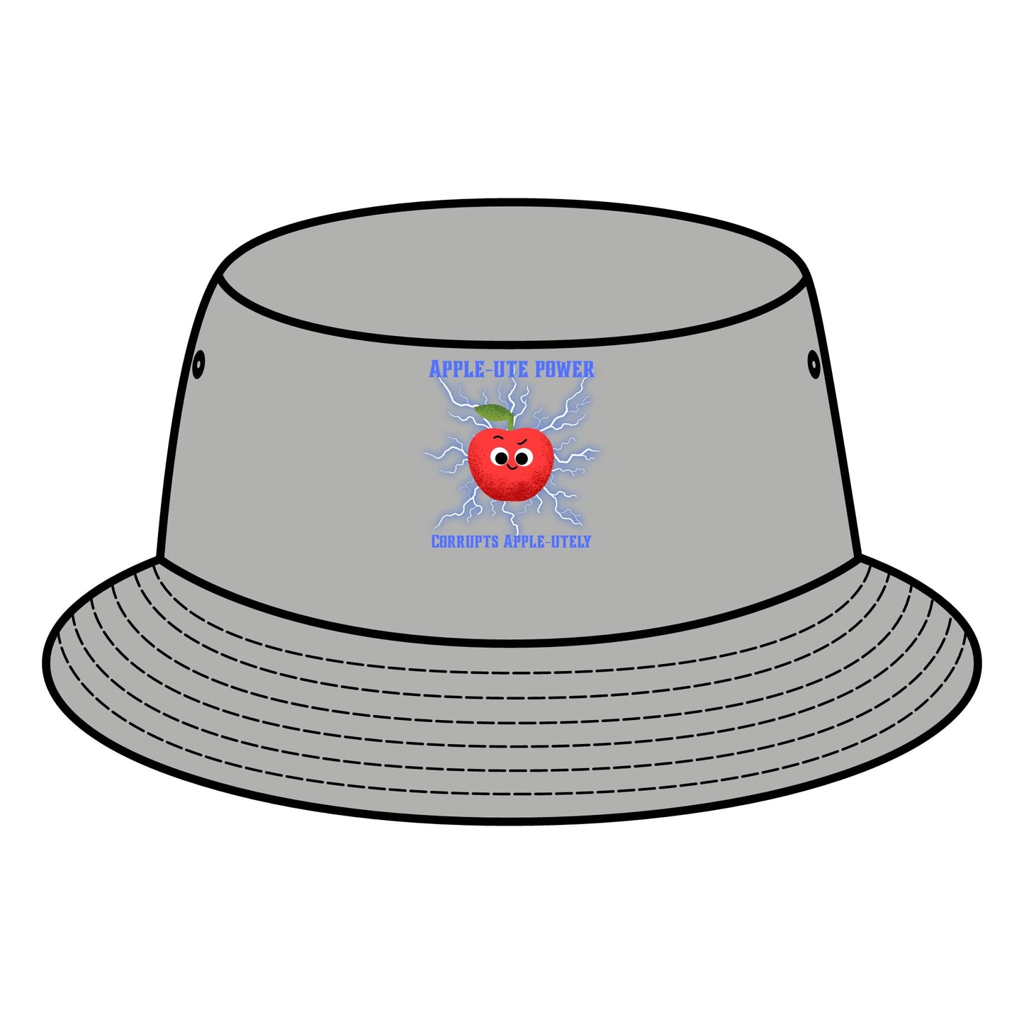 Apple Bite Power Bucket Hat | Fun Fruit Pun Summer Accessory | Gift for Fruit Lovers, Trendy Fashion, Casual Outdoor Wear, Festival Hats