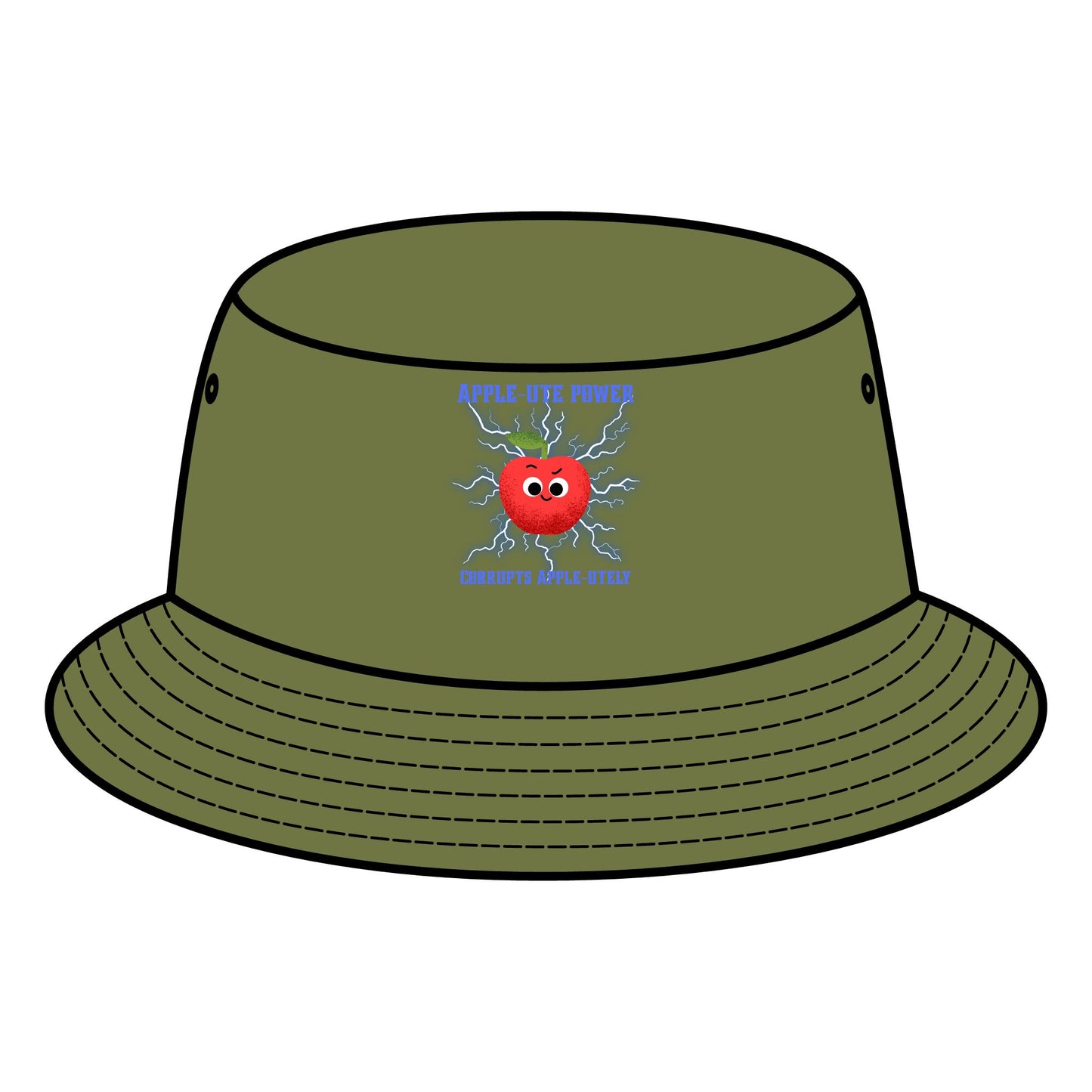 Apple Bite Power Bucket Hat | Fun Fruit Pun Summer Accessory | Gift for Fruit Lovers, Trendy Fashion, Casual Outdoor Wear, Festival Hats